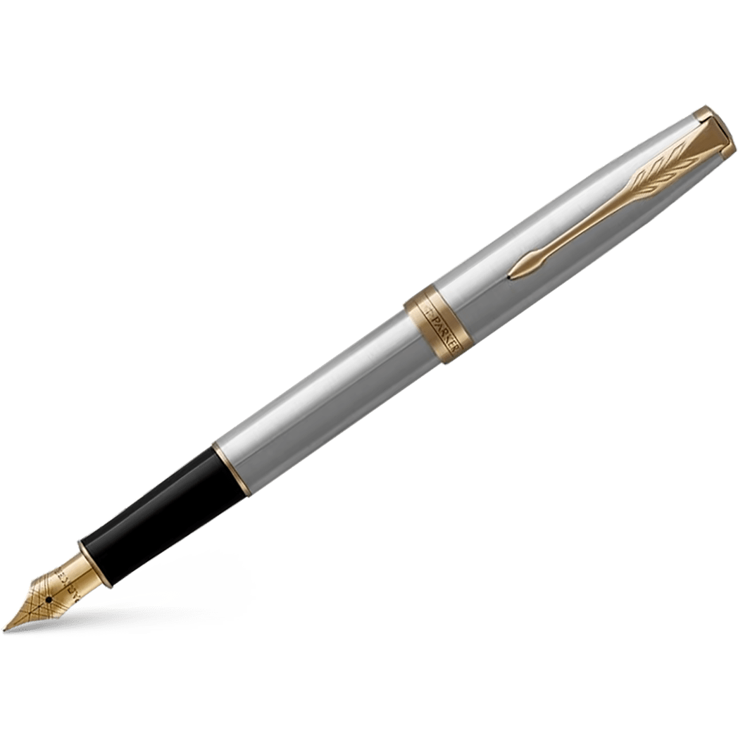 Parker Sonnet Fountain Pen - Stainless Steel - Gold Trim - Pen Boutique Ltd