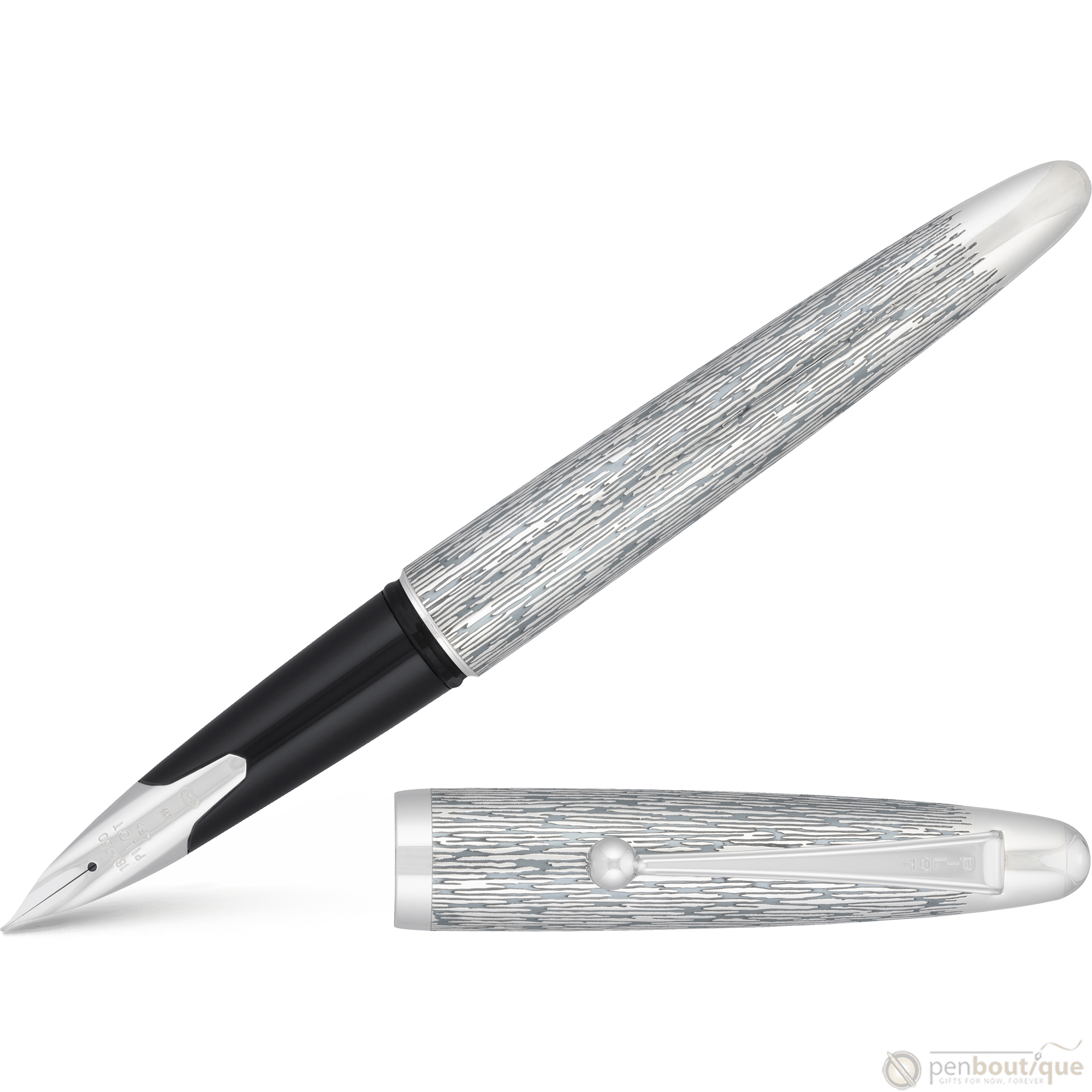Pilot Sterling Silver Fountain Pen - Silvern Tsumugi - Pen Boutique Ltd