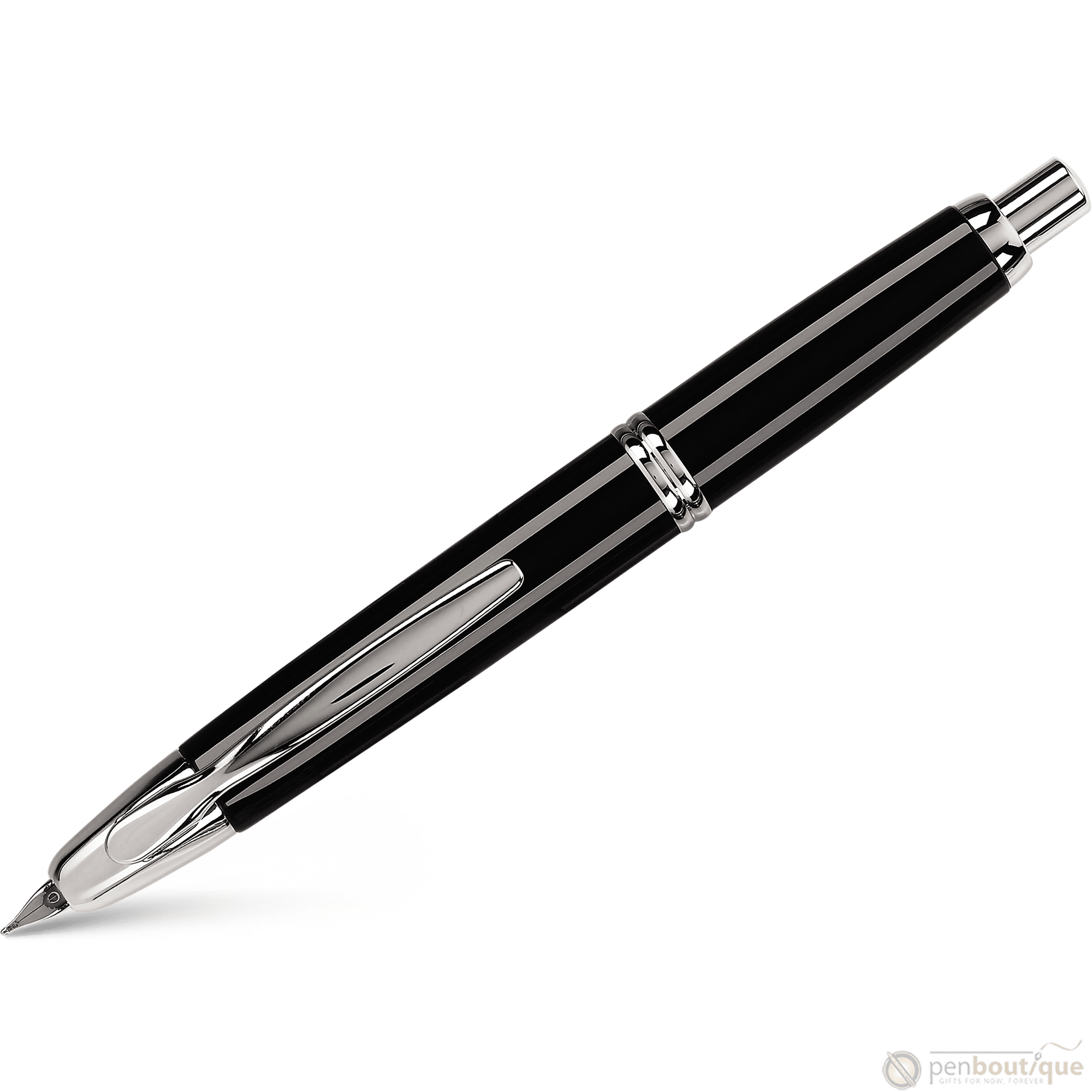 Pilot Vanishing Point Fountain Pen - Black - Rhodium Trim - Pen Boutique Ltd