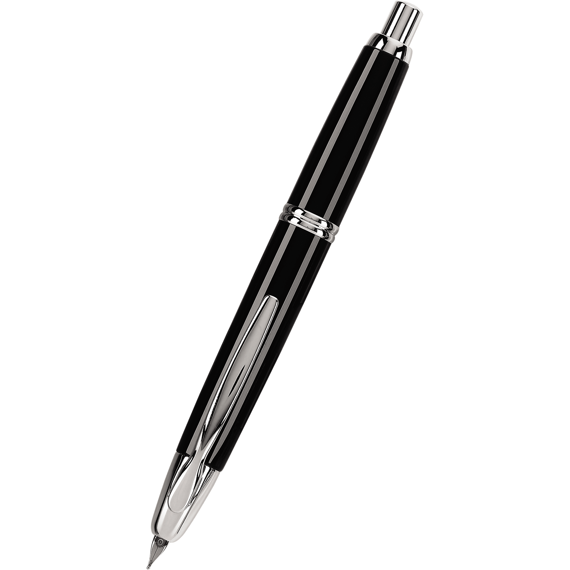 Pilot Vanishing Point Fountain Pen - Black - Rhodium Trim - Pen Boutique Ltd