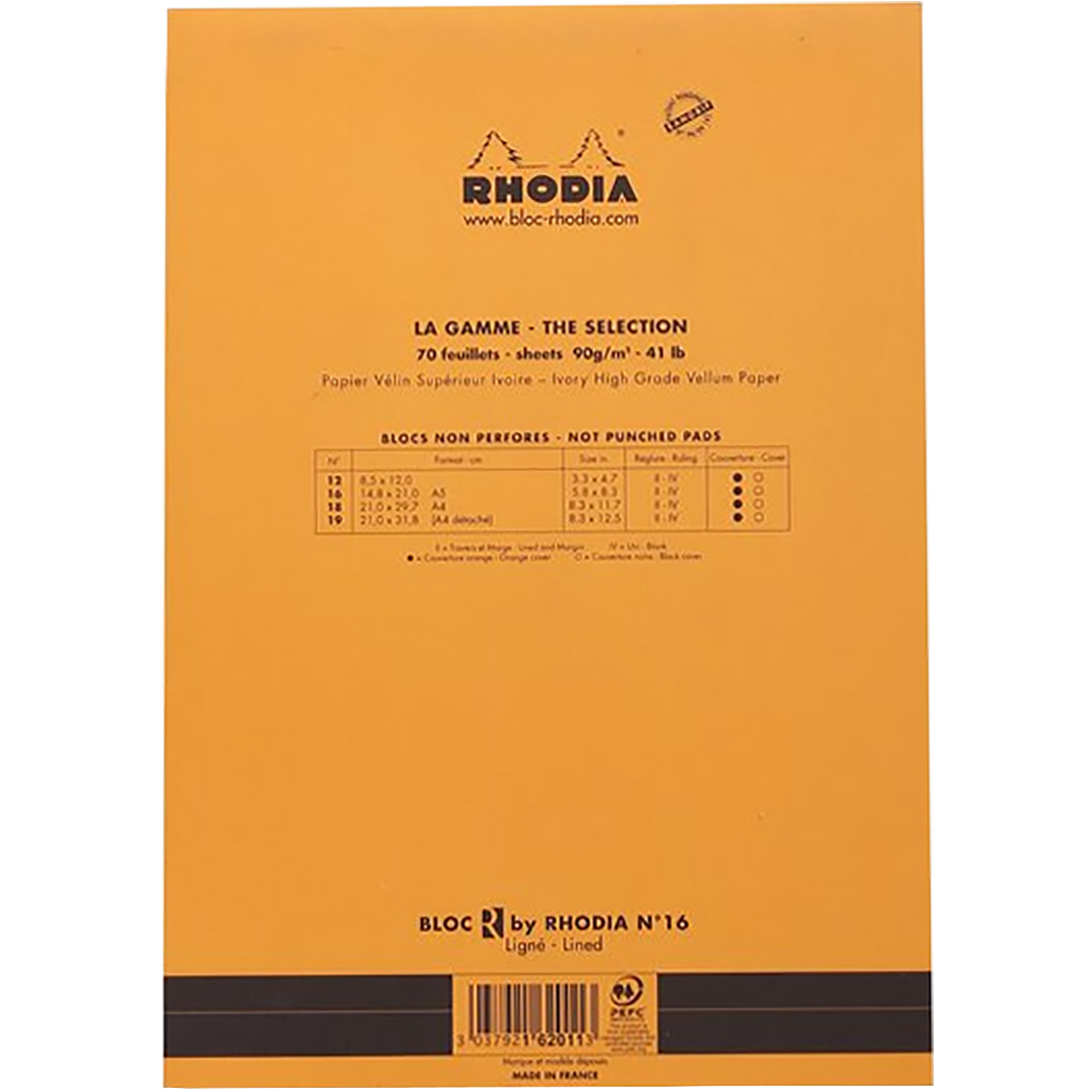 Rhodia Soft Cover Stapled Notepad Orange The "R" 6 X 8-Pen Boutique Ltd