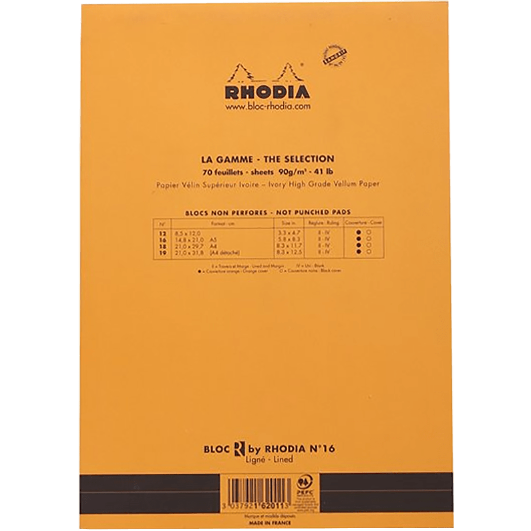 Rhodia Soft Cover Stapled Notepad Orange The "R" 6 X 8 - Pen Boutique Ltd