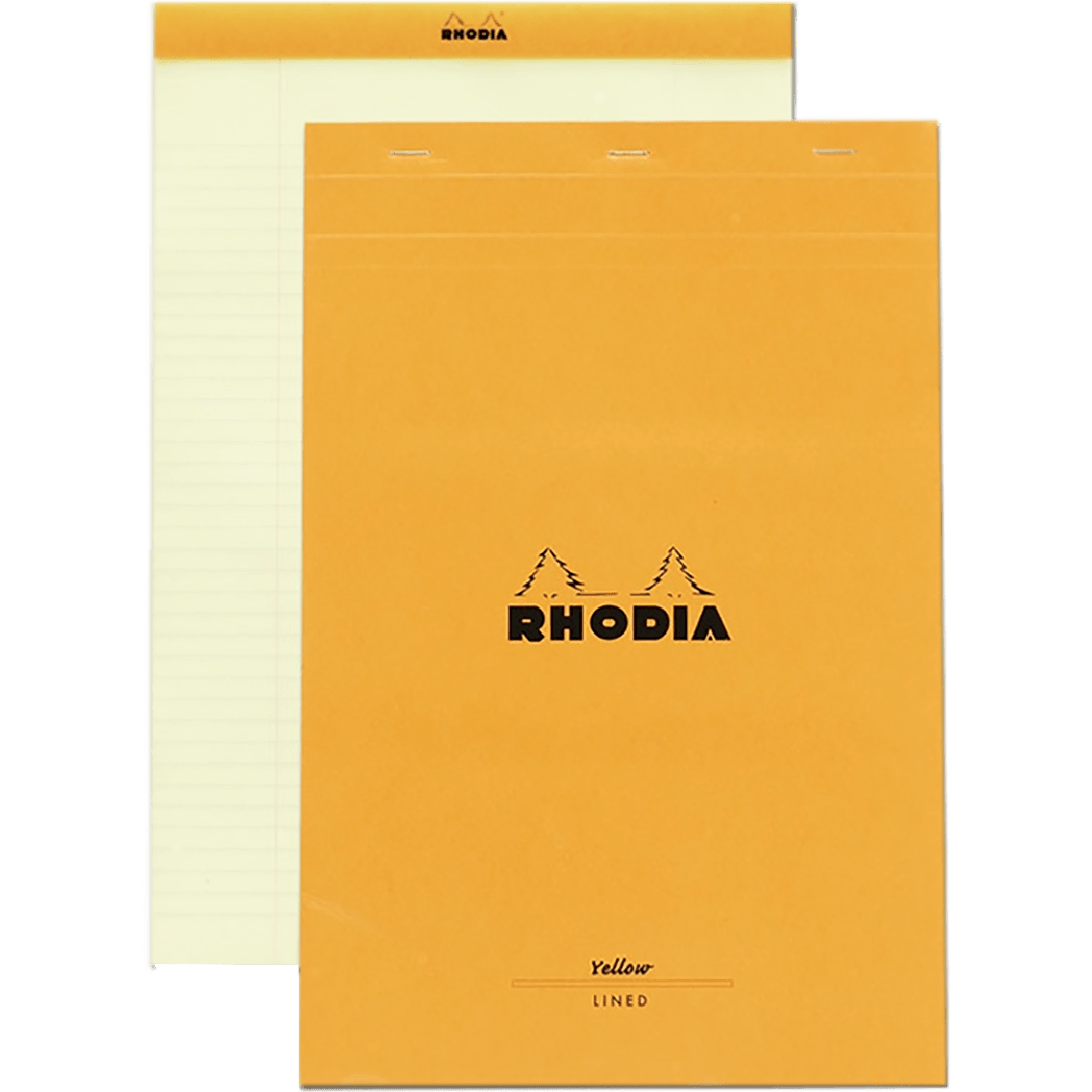 Rhodia Classic Notepads Top Staplebound 8 ¼ x 12 ½ Orange - Lined, Yellow Paper - Pen Boutique Ltd