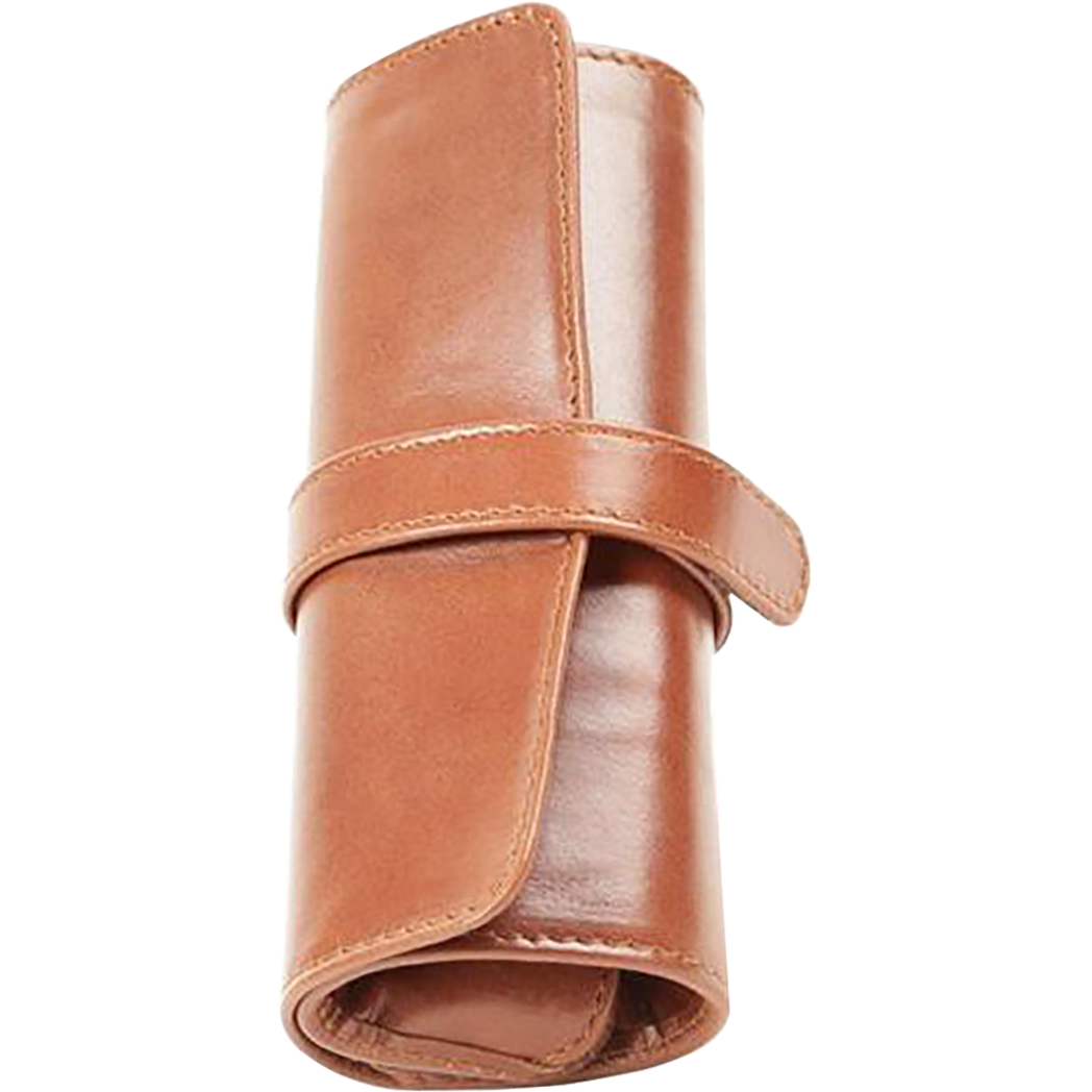 Aston Leather 5 Pen Roll Up Case - Cognac - Pen Boutique Ltd