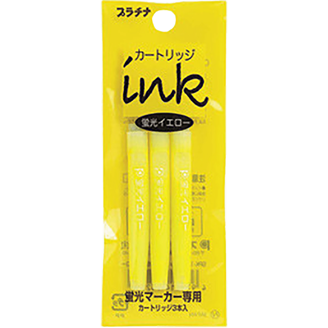 Platinum Preppy Highlighter Ink Cartridge - Yellow (3 per pack) - Pen Boutique Ltd
