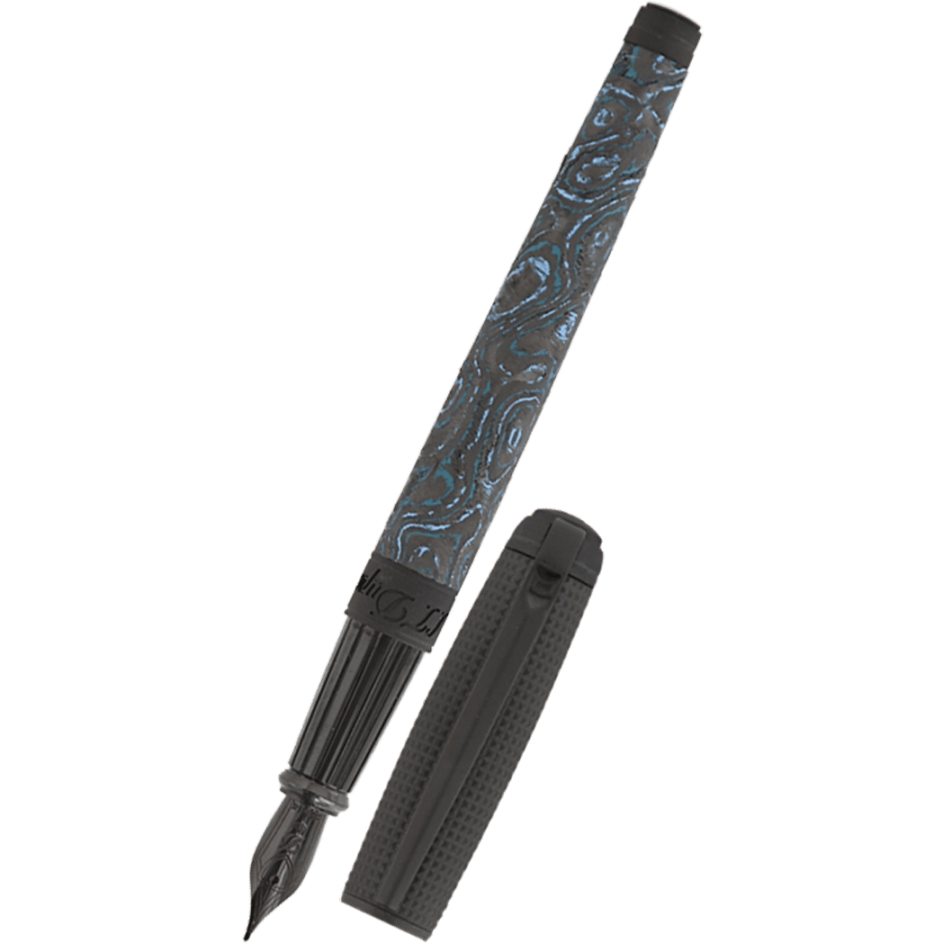 S T Dupont Line D Fountain Pen - Carbon Graphite - Glacial Cave - Large - Pen Boutique Ltd