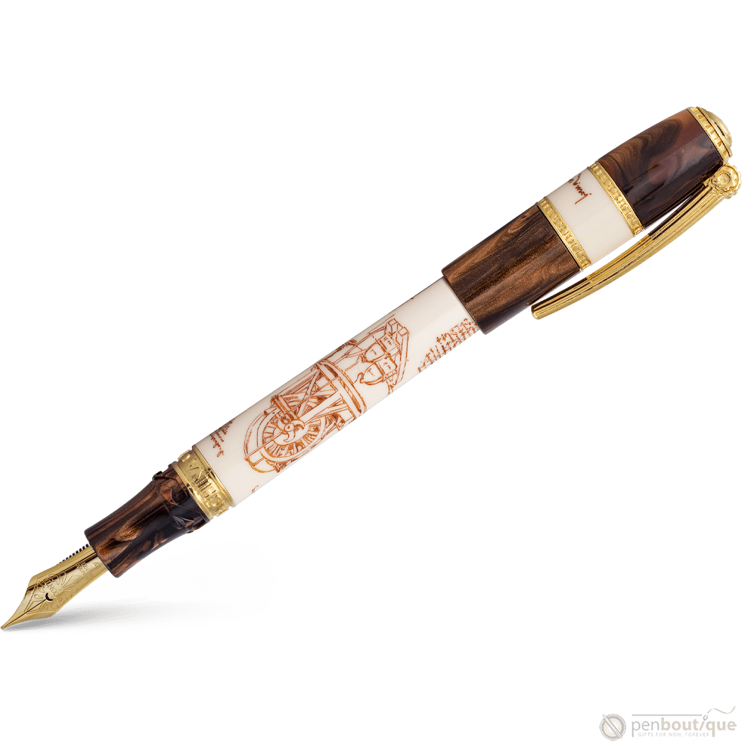 Visconti Limited Edition Fountain Pen - Leonardo Da Vinci Machina - Vermeil (Oversize) - Pen Boutique Ltd