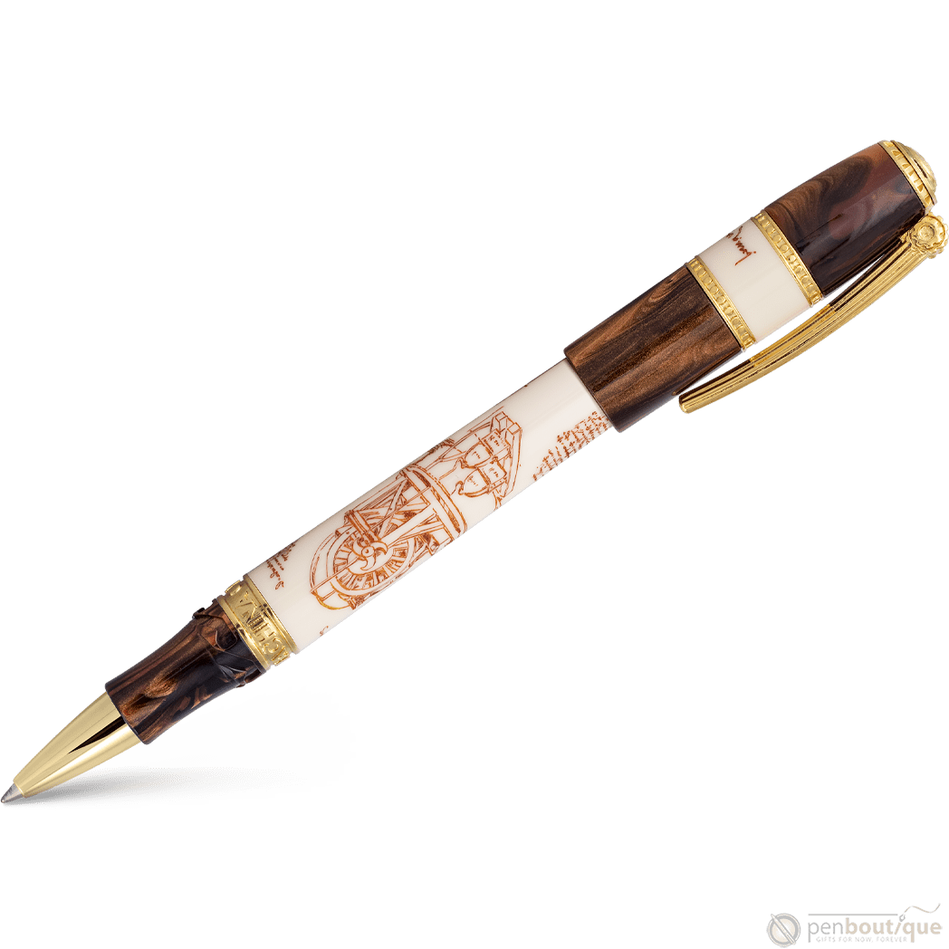 Visconti Limited Edition Rollerball Pen - Leonardo Da Vinci Machina - Vermeil (Oversize) - Pen Boutique Ltd