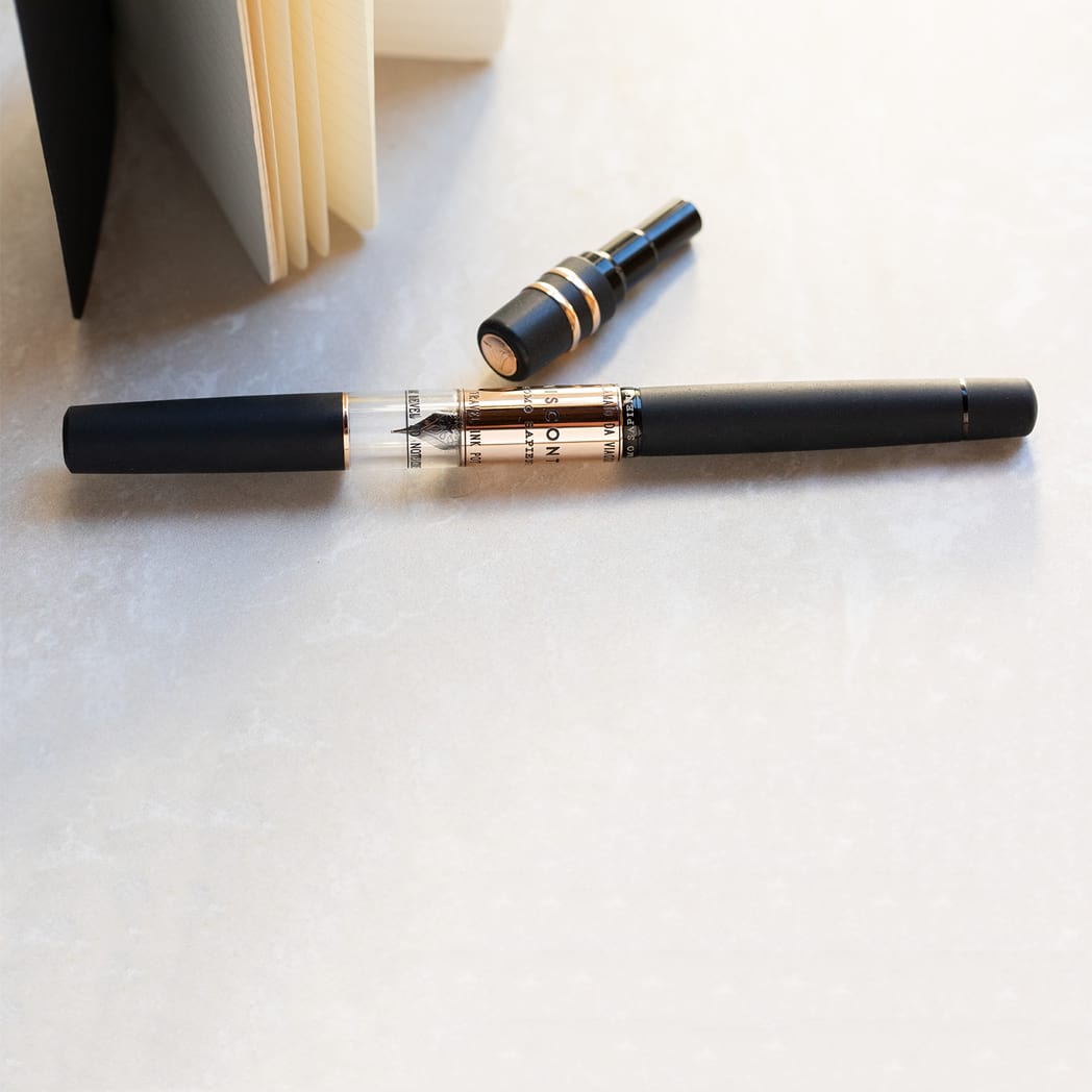 Visconti Homo Sapiens Travel Inkwell - Black - Bronze Trim - Pen Boutique Ltd