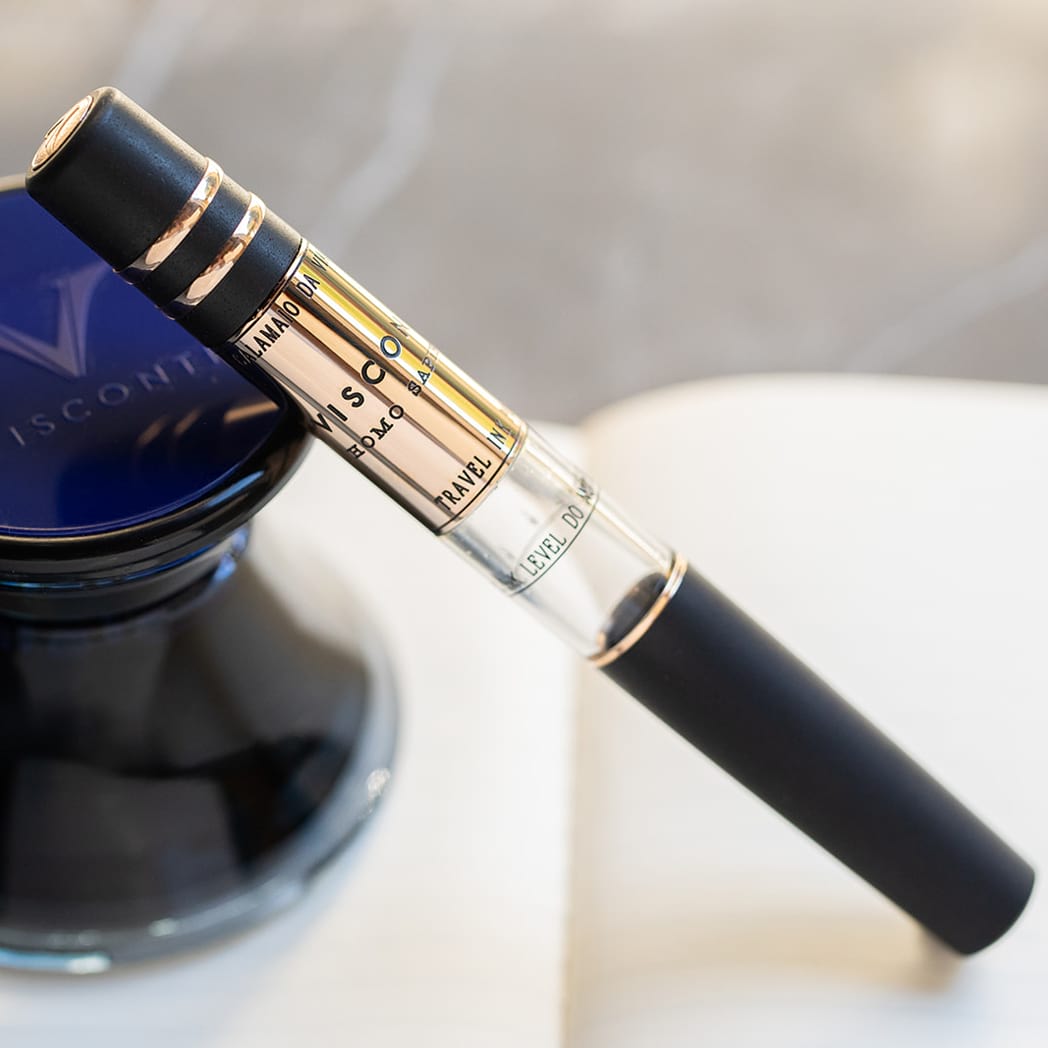 Visconti Homo Sapiens Travel Inkwell - Black - Bronze Trim - Pen Boutique Ltd