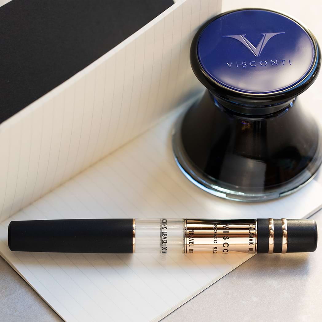 Visconti Homo Sapiens Travel Inkwell - Black - Bronze Trim - Pen Boutique Ltd