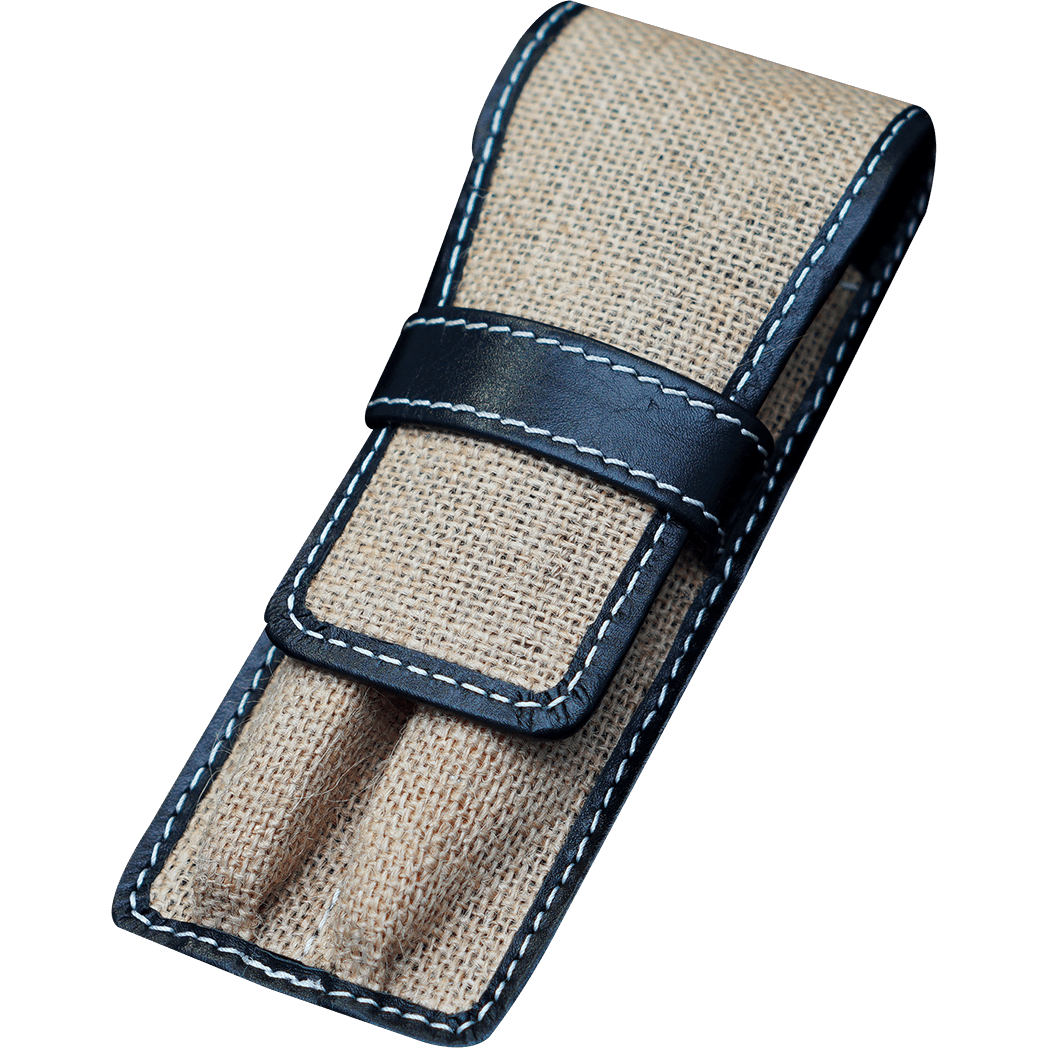 Pen Boutique Yak Leather 2 Pen Jute Cover - Black - Pen Boutique Ltd