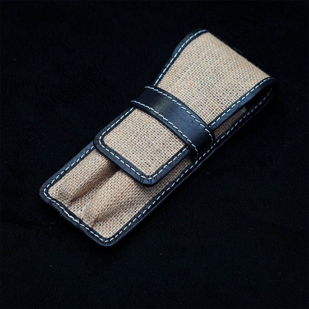 Pen Boutique Yak Leather 2 Pen Jute Cover - Black - Pen Boutique Ltd