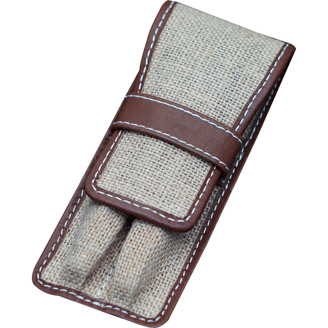 Pen Boutique Yak Leather 2 Pen Jute Cover - Tan/Brown - Pen Boutique Ltd