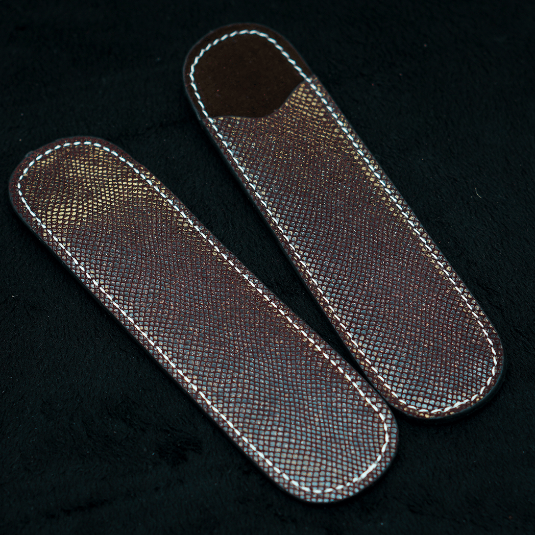 Pen Boutique Yak Leather Single Pen Sleeve - Brown Glitter - Pen Boutique Ltd