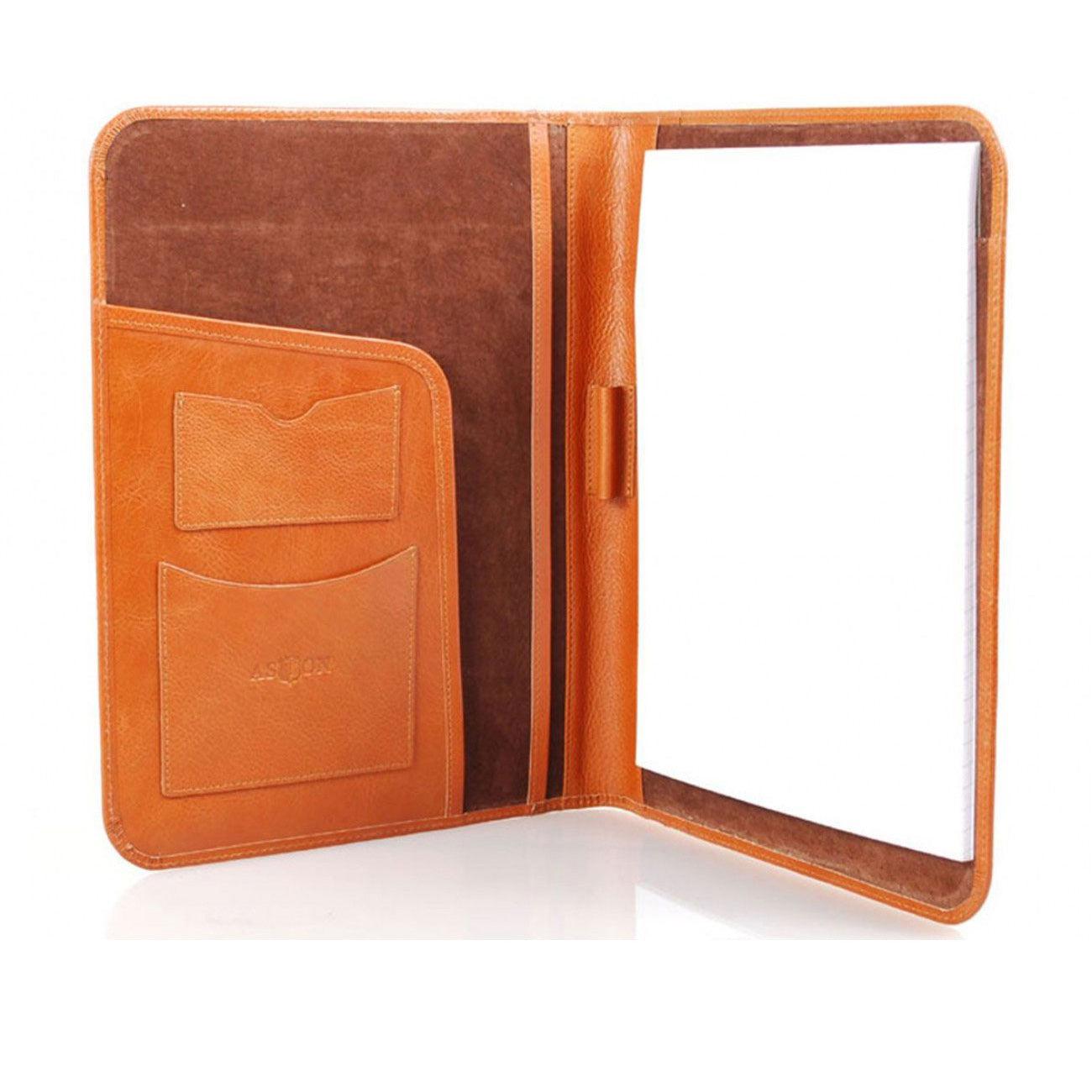 Aston Leather Writing Pad Tan Portfolio - Pen Boutique Ltd