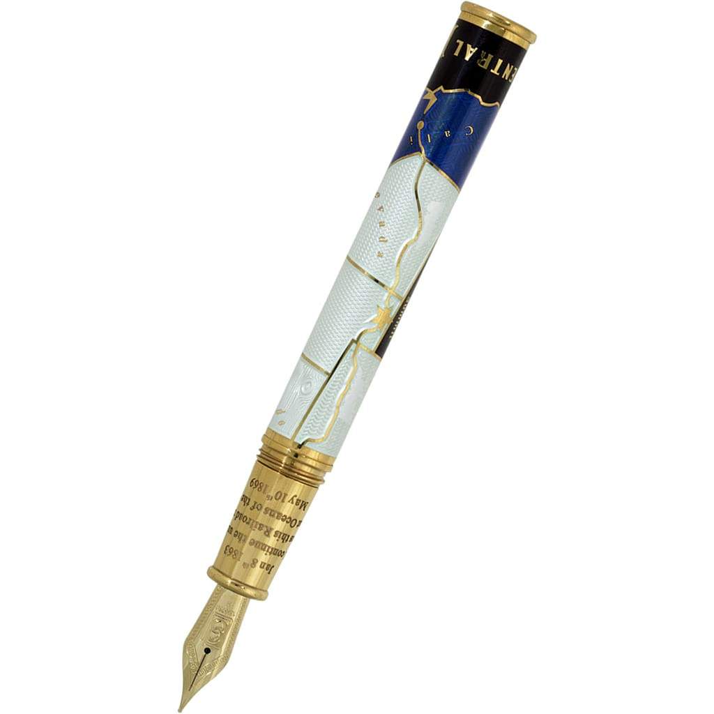 David Oscarson Golden Spike Fountain Pen - Sapphire Blue - Pen Boutique Ltd