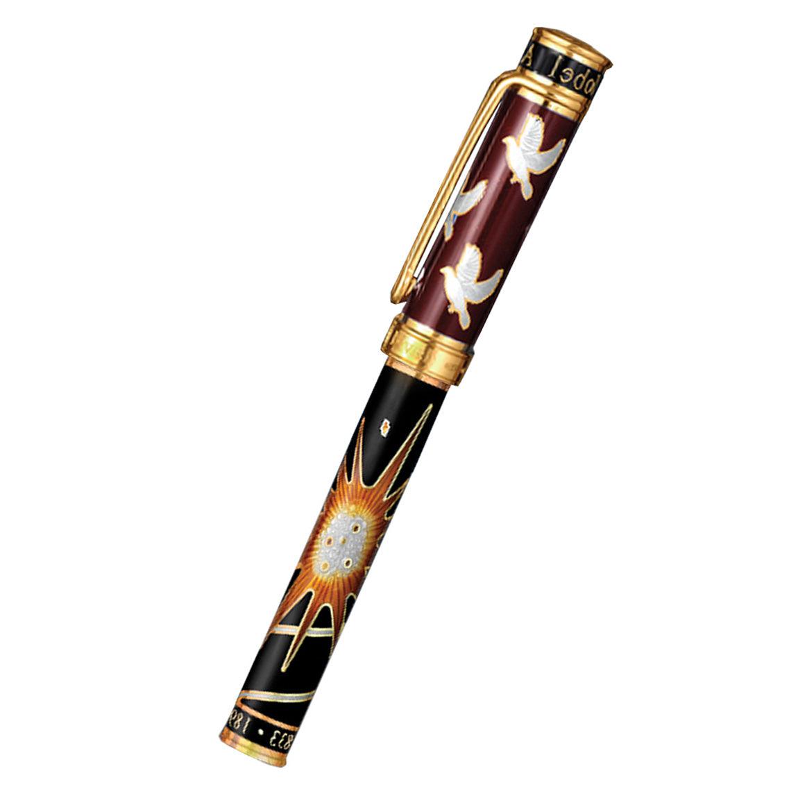 David Oscarson Alfred Bernhard Nobel Rollerball Pen - Red Gold w/ Black Barrel - Pen Boutique Ltd