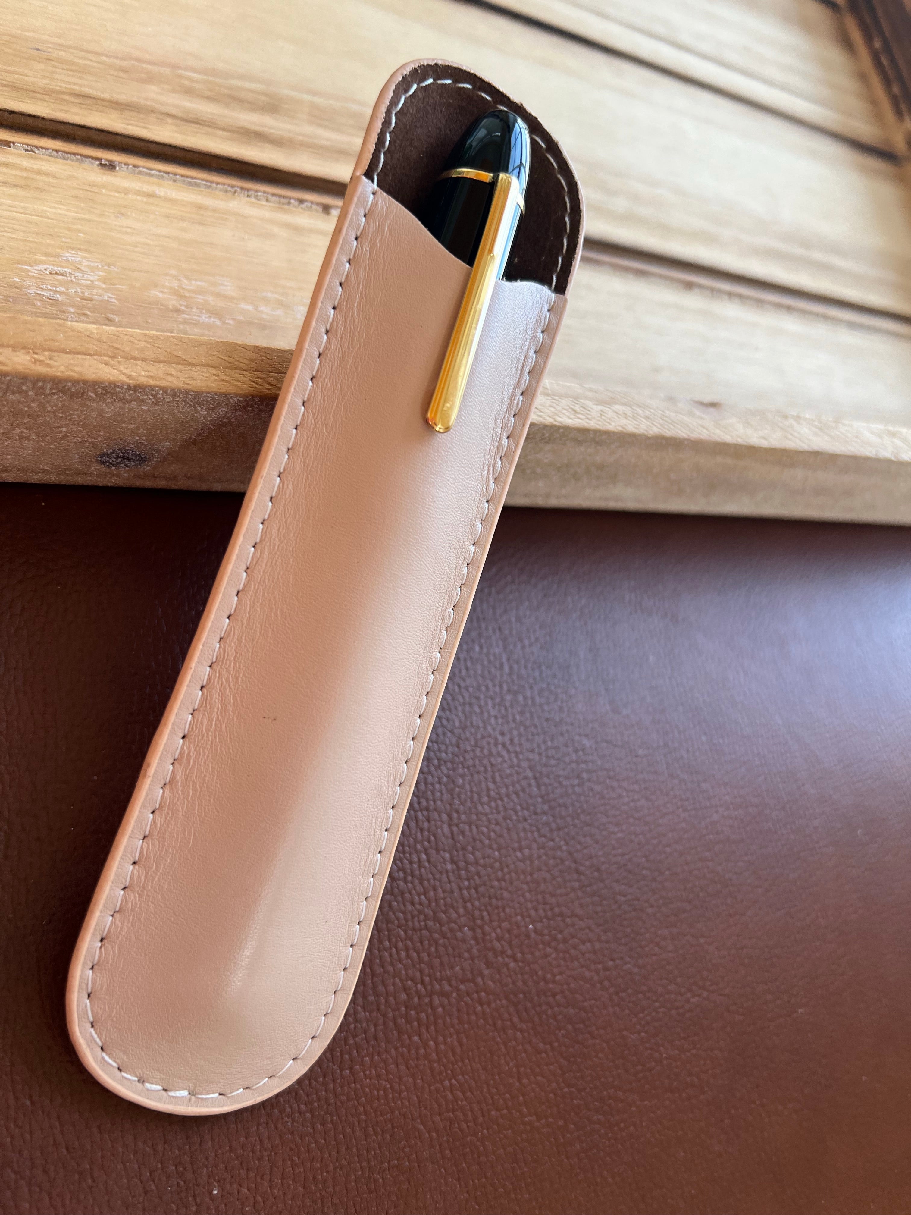 Pen Boutique Yak Leather Single Pen Sleeve - Nude - Pen Boutique Ltd