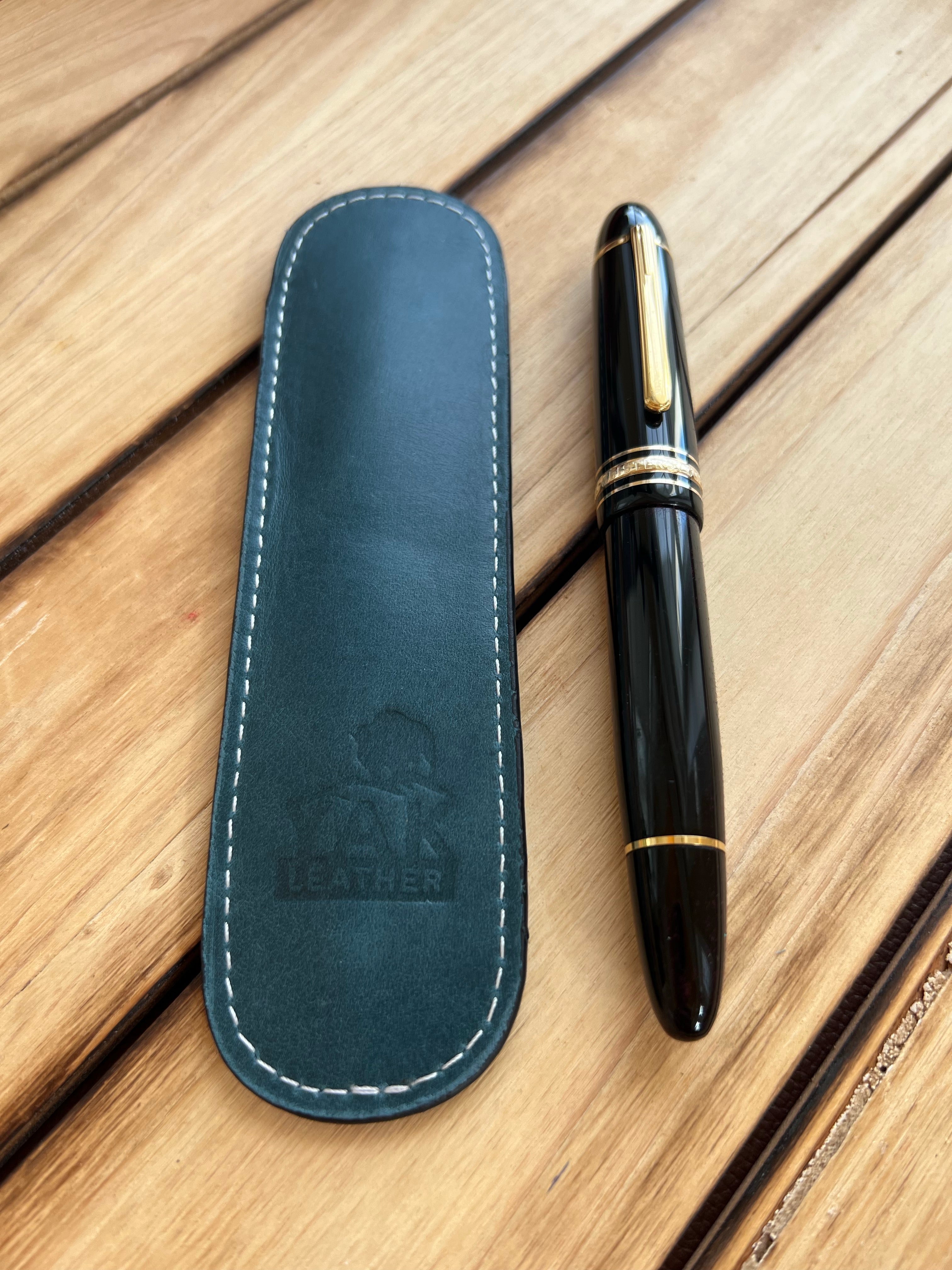 Pen Boutique Yak Leather Single Pen Sleeve - Dark Teal - Pen Boutique Ltd