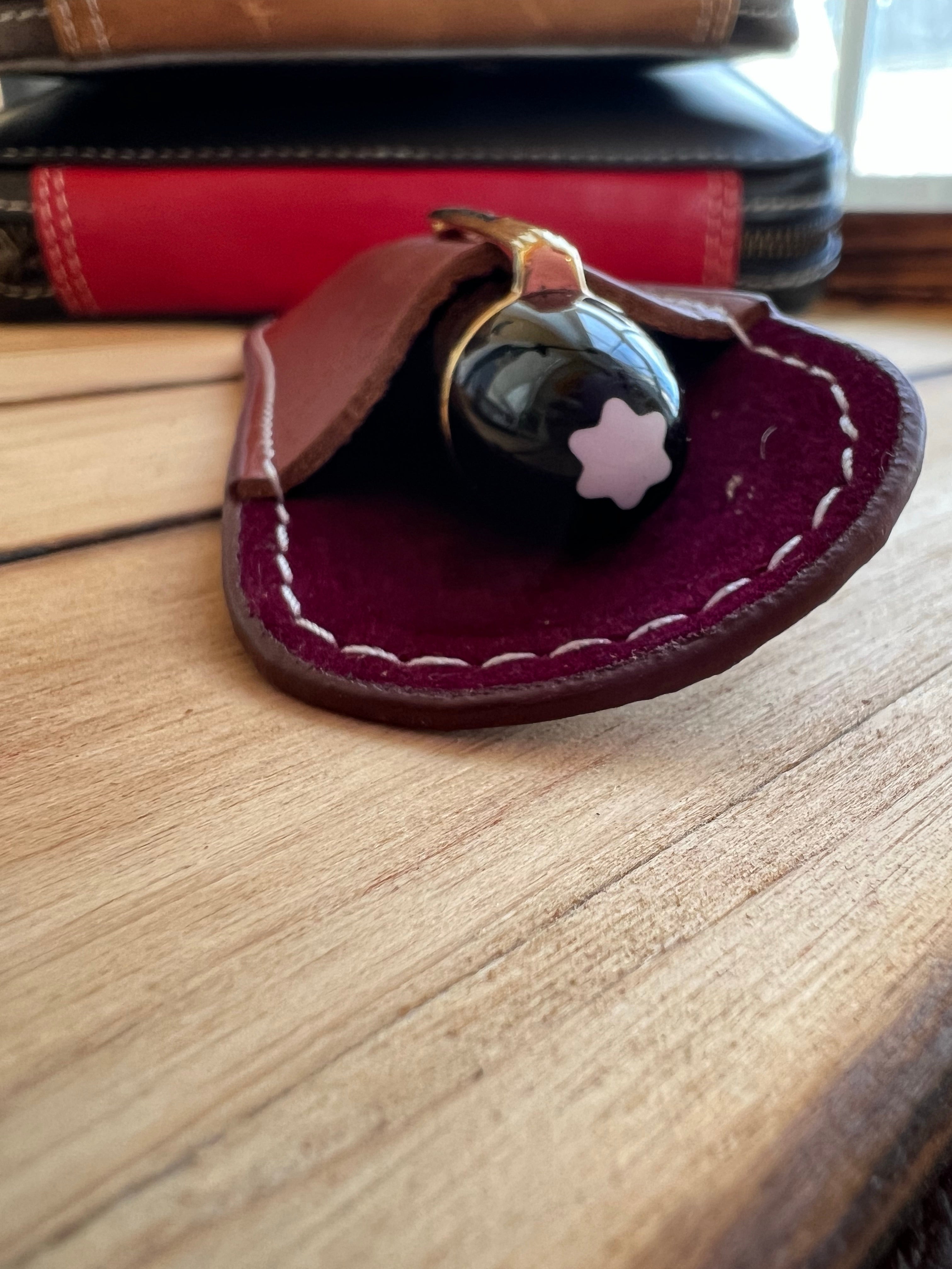 Pen Boutique Yak Leather Single Pen Sleeve - Brown/Dark Red - Pen Boutique Ltd