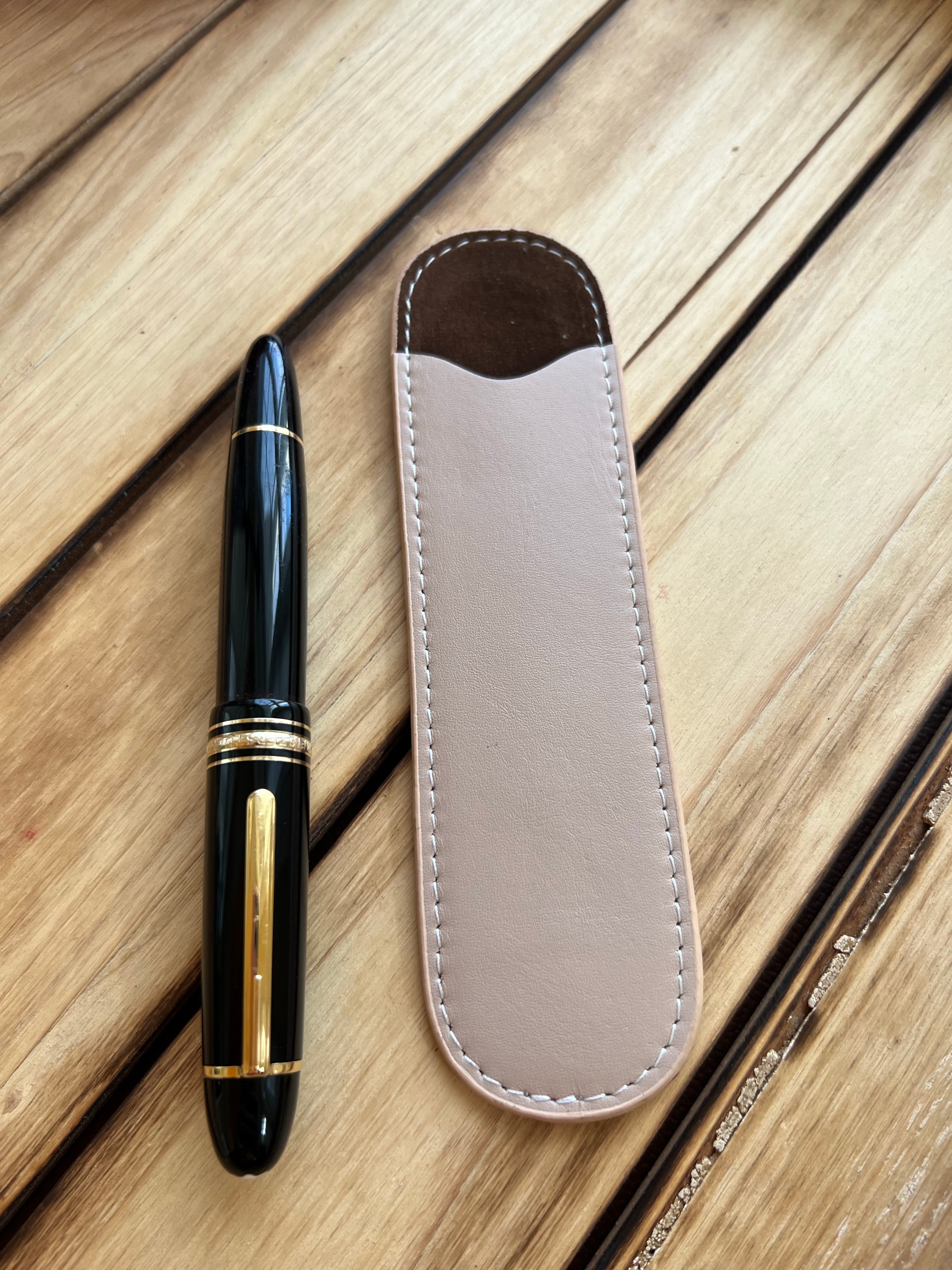 Pen Boutique Yak Leather Single Pen Sleeve - Nude - Pen Boutique Ltd