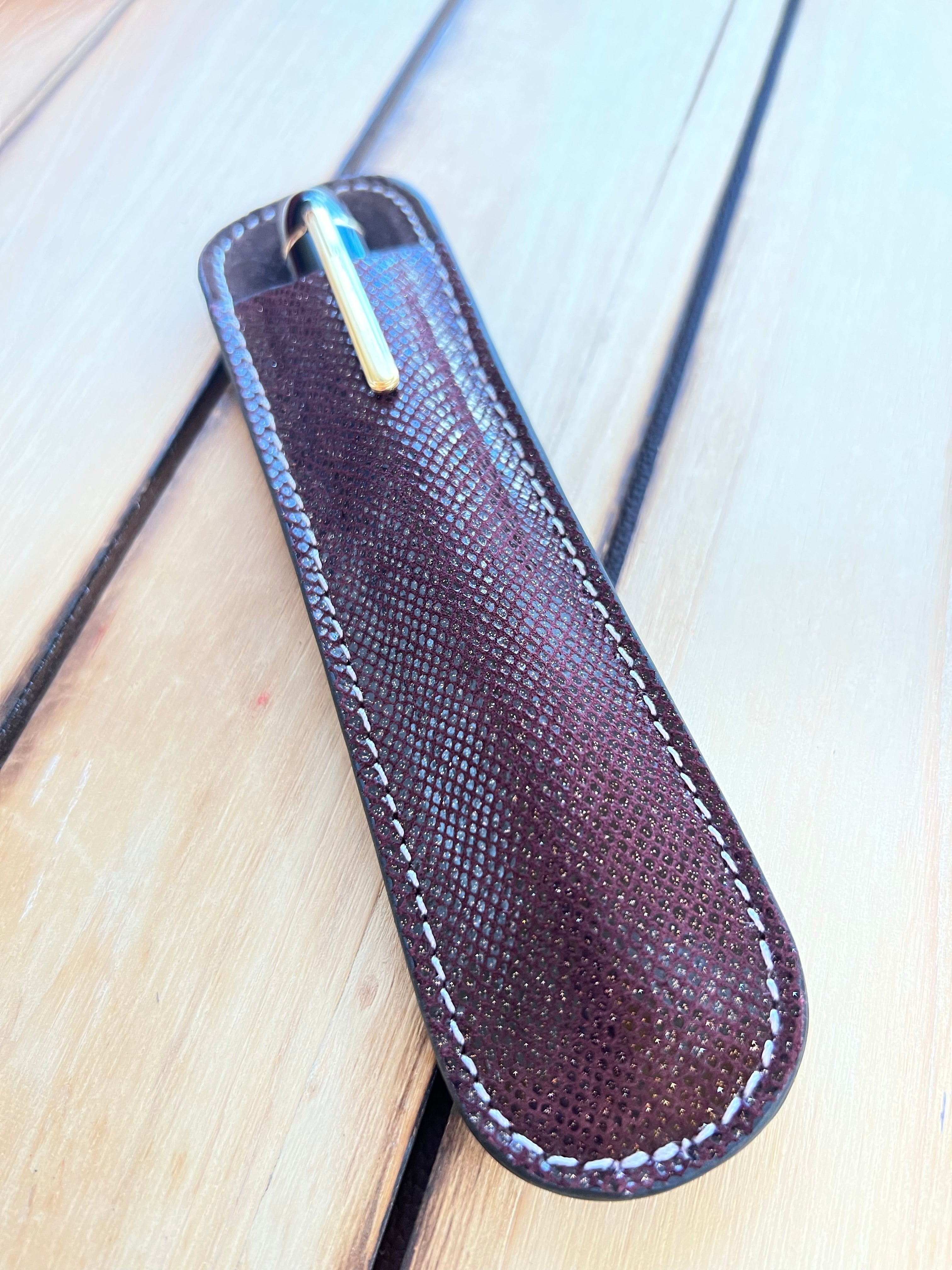 Pen Boutique Yak Leather Single Pen Sleeve - Brown Glitter - Pen Boutique Ltd