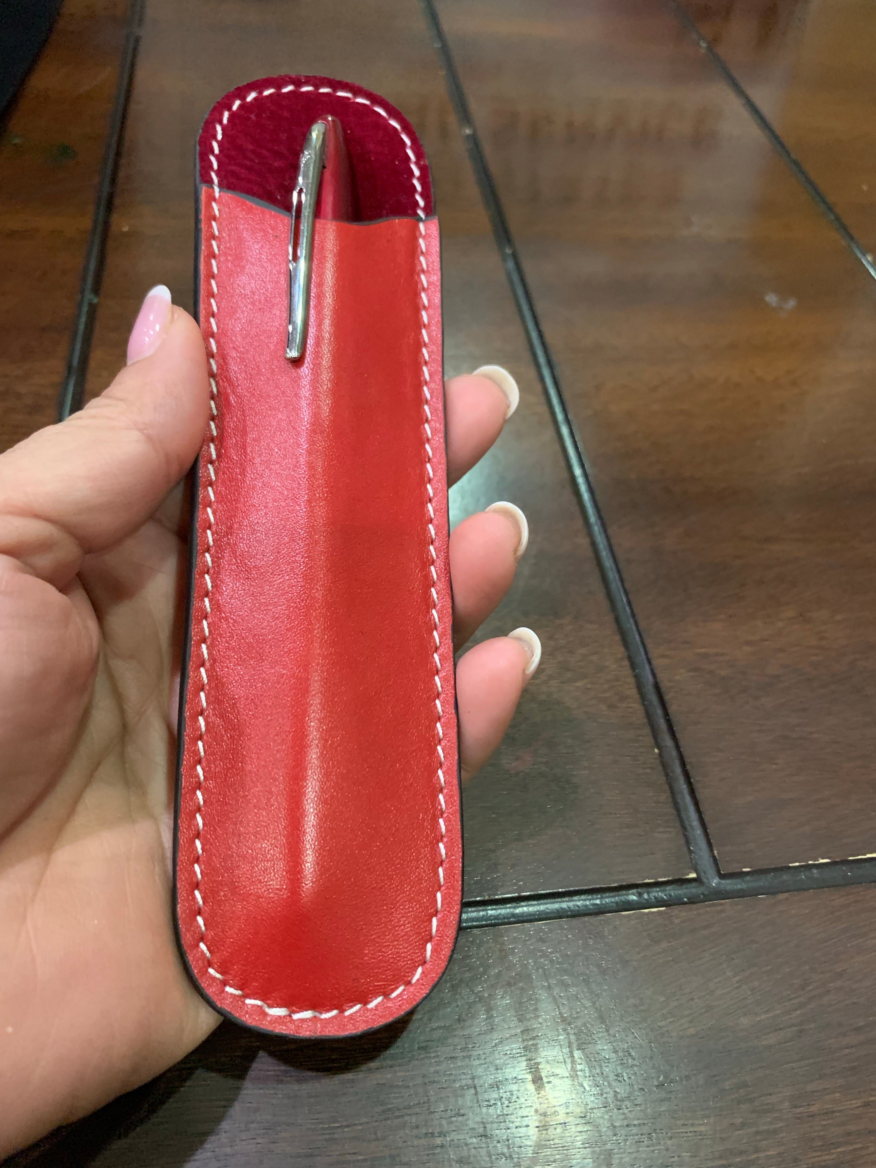 Pen Boutique Yak Leather Single Pen Sleeve - Red - Pen Boutique Ltd