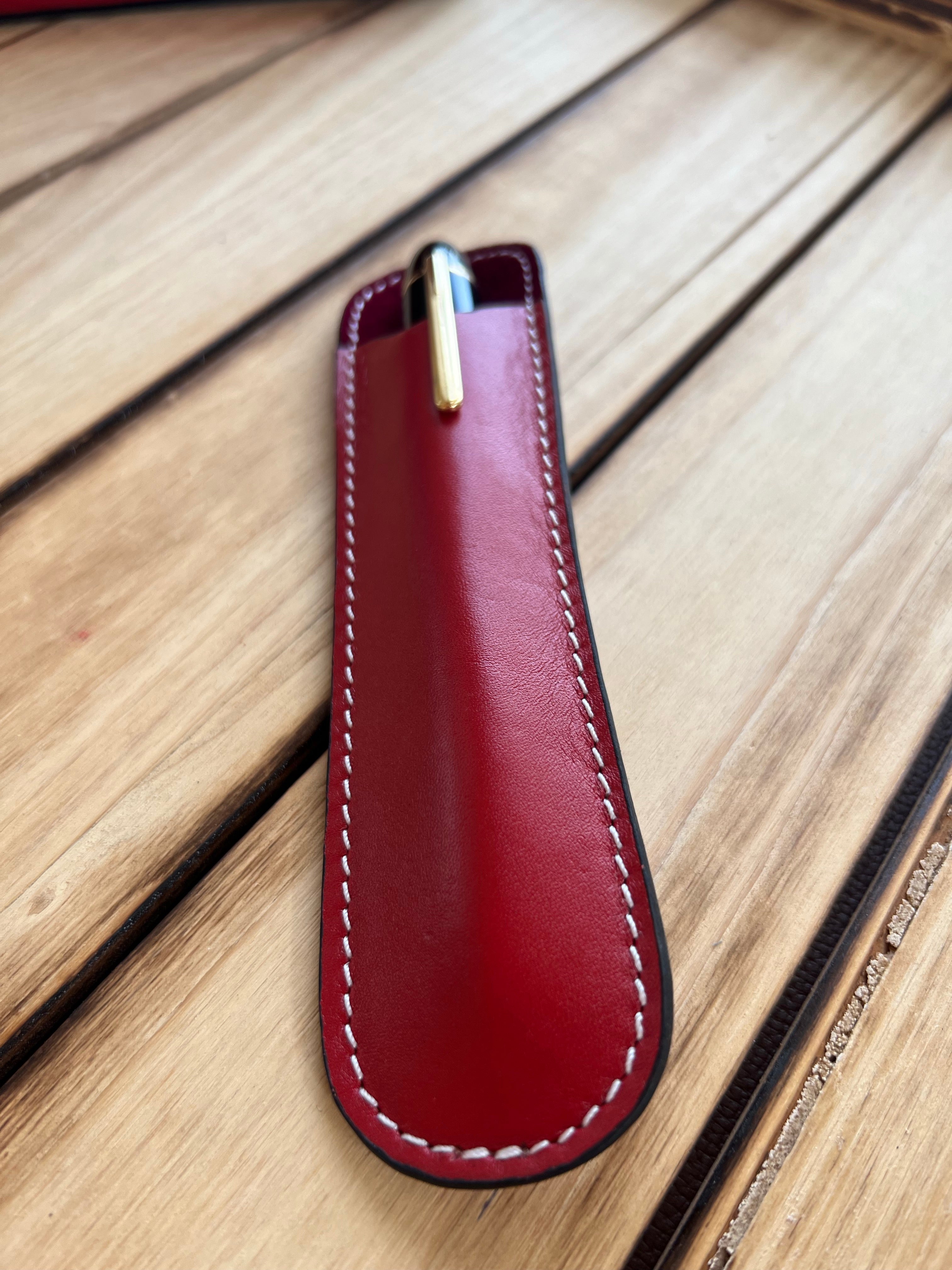 Pen Boutique Yak Leather Single Pen Sleeve - Red - Pen Boutique Ltd