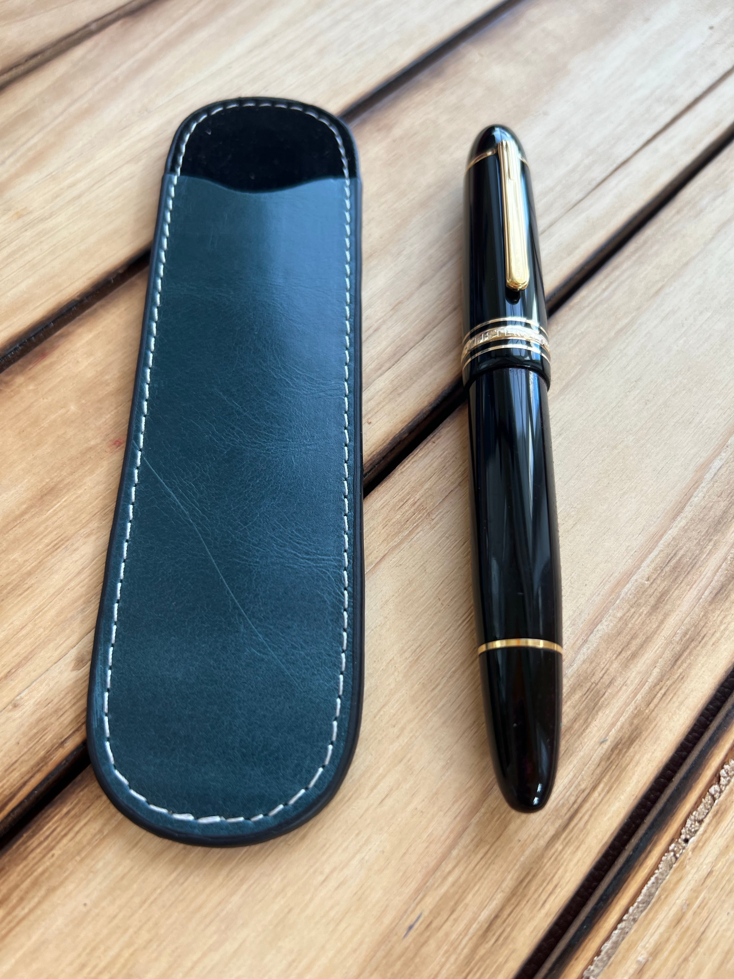 Pen Boutique Yak Leather Single Pen Sleeve - Dark Teal - Pen Boutique Ltd