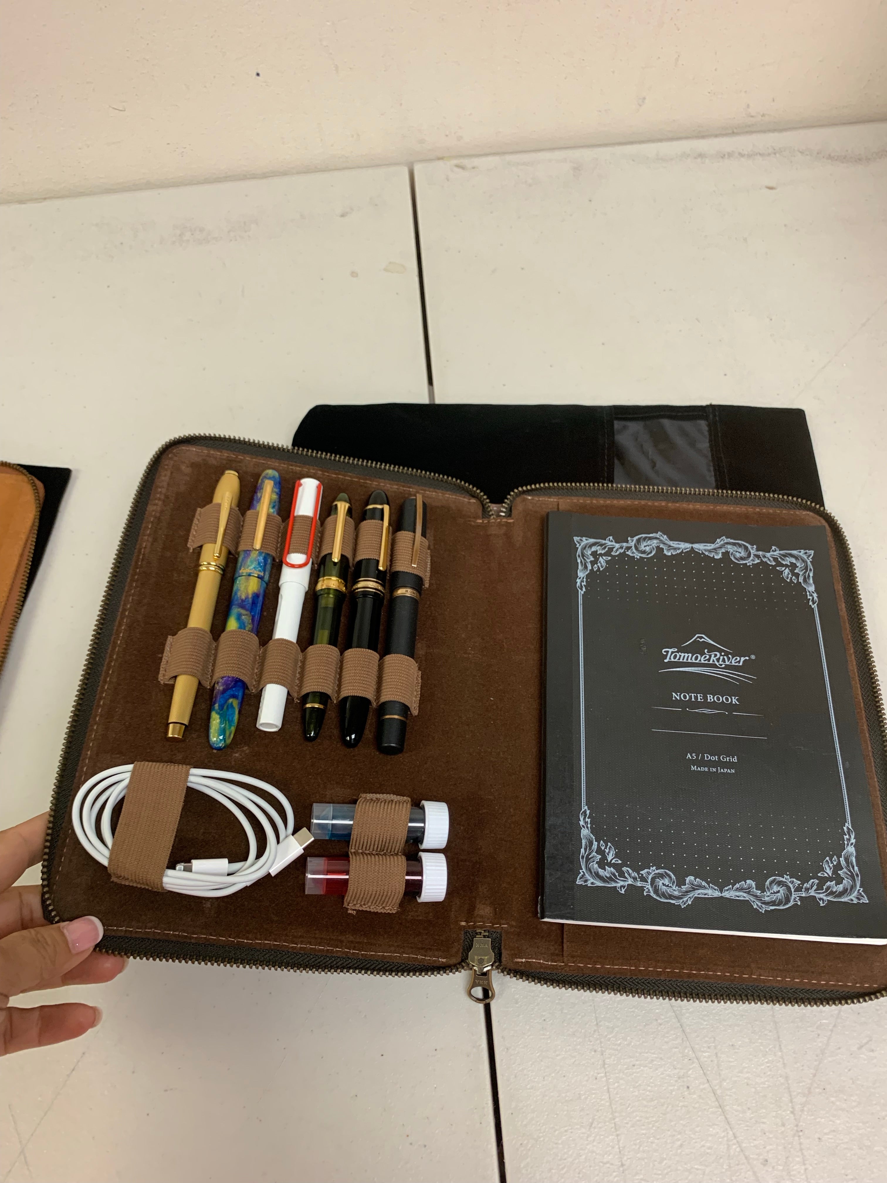 Pen Boutique Yak Leather A5 Zipped Folio - Crazy Horse Chocolate - Pen Boutique Ltd