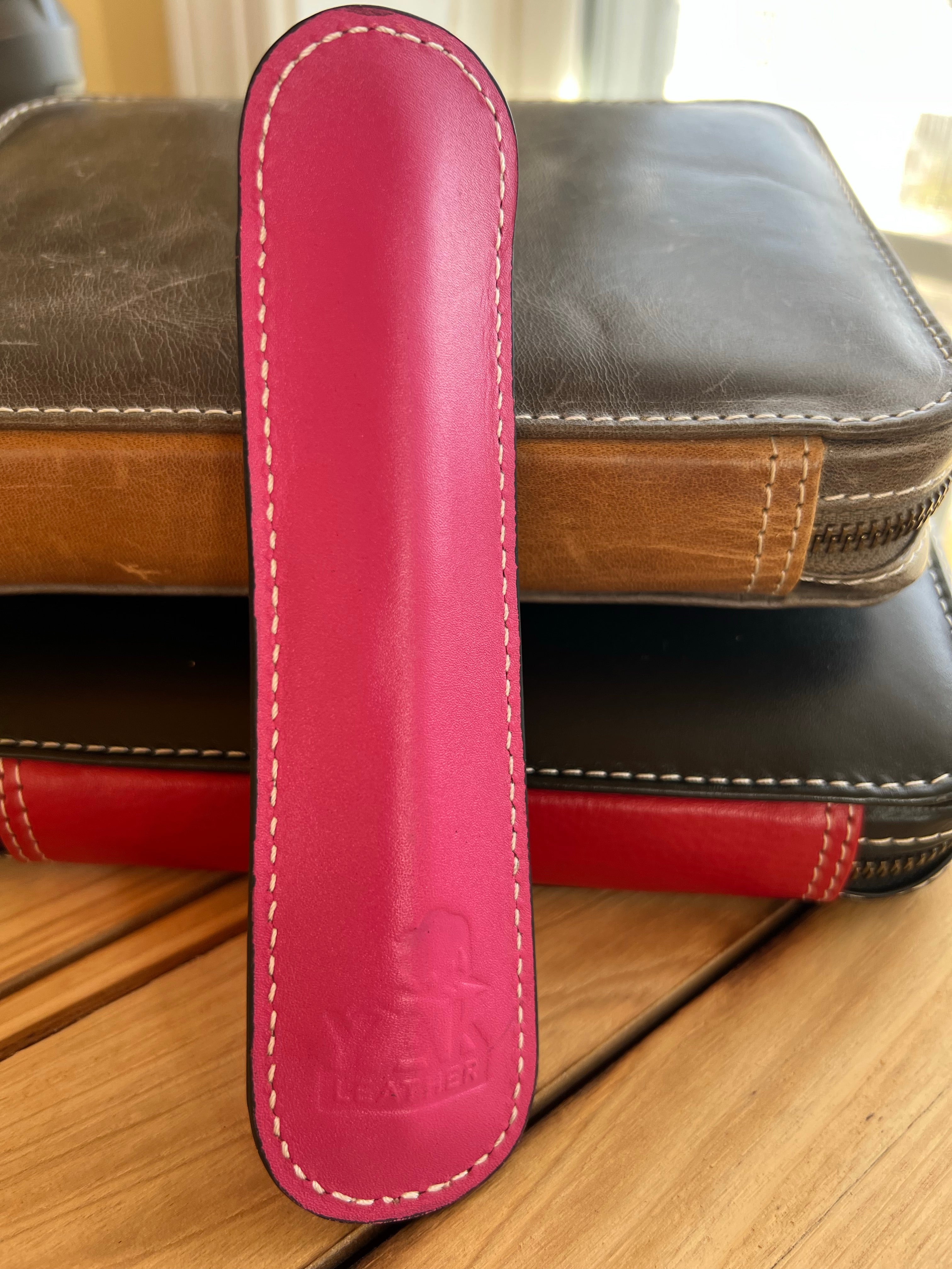Pen Boutique Yak Leather Single Pen Sleeve - Pink - Pen Boutique Ltd
