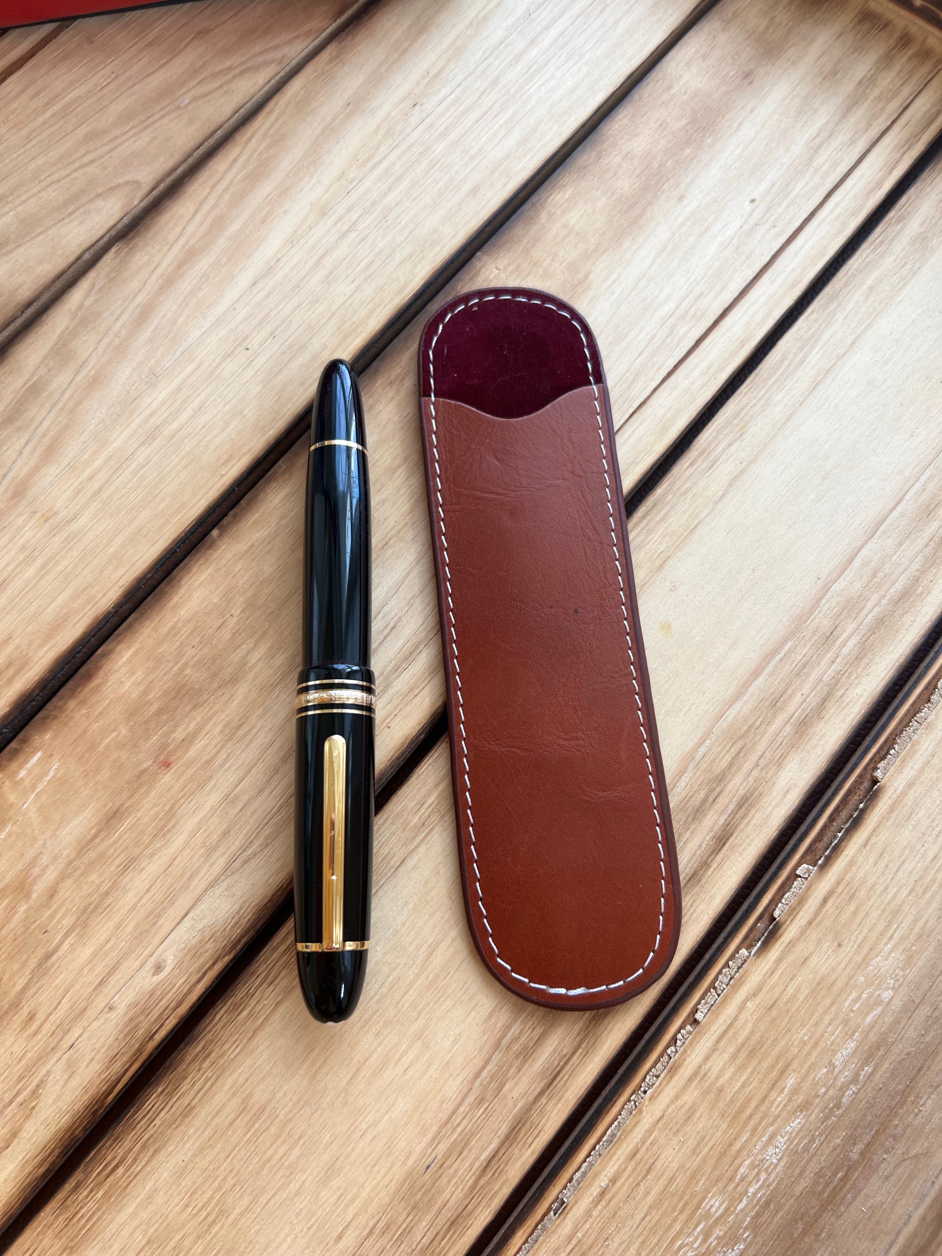 Pen Boutique Yak Leather Single Pen Sleeve - Brown/Dark Red - Pen Boutique Ltd