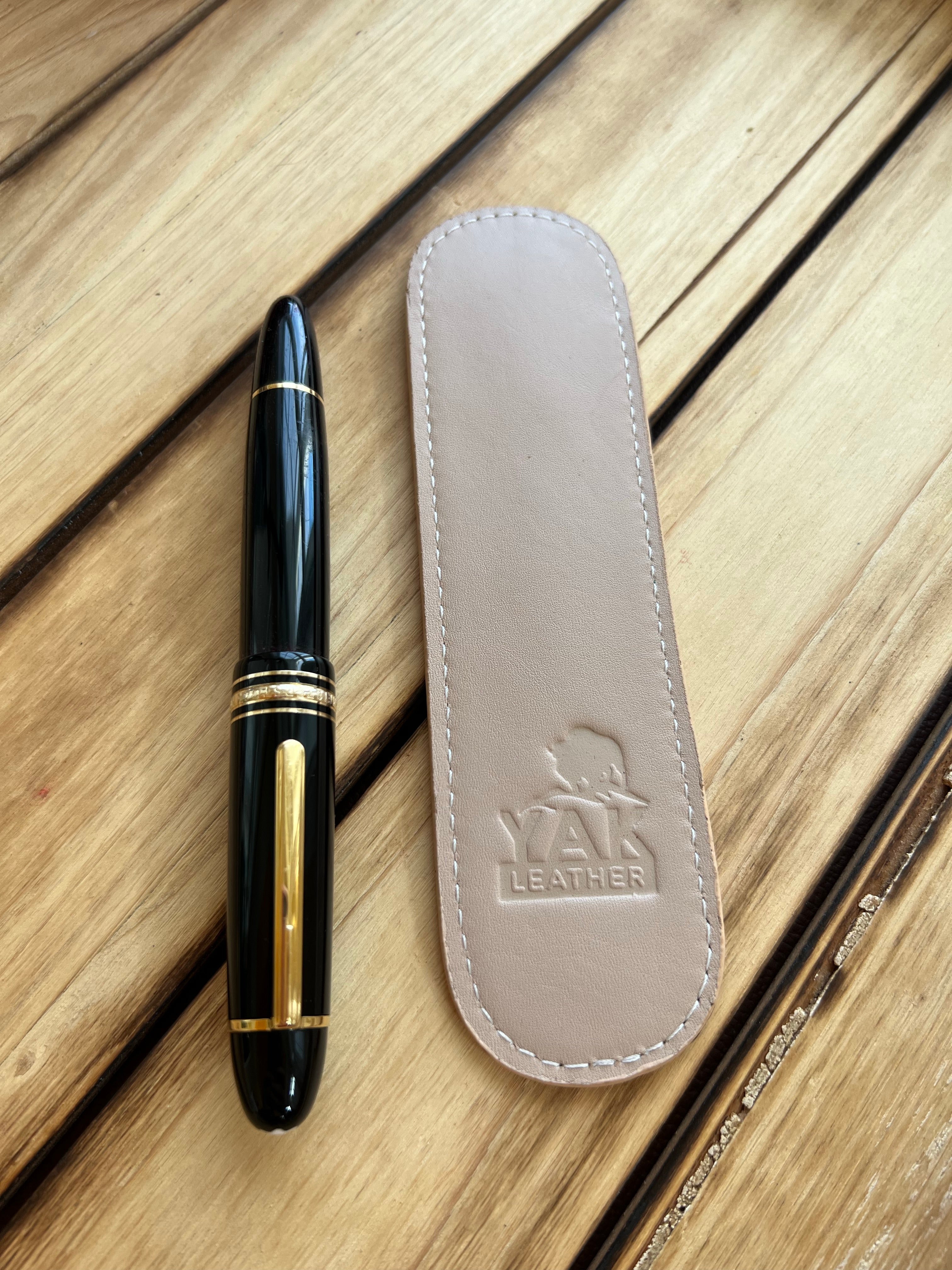 Pen Boutique Yak Leather Single Pen Sleeve - Nude - Pen Boutique Ltd