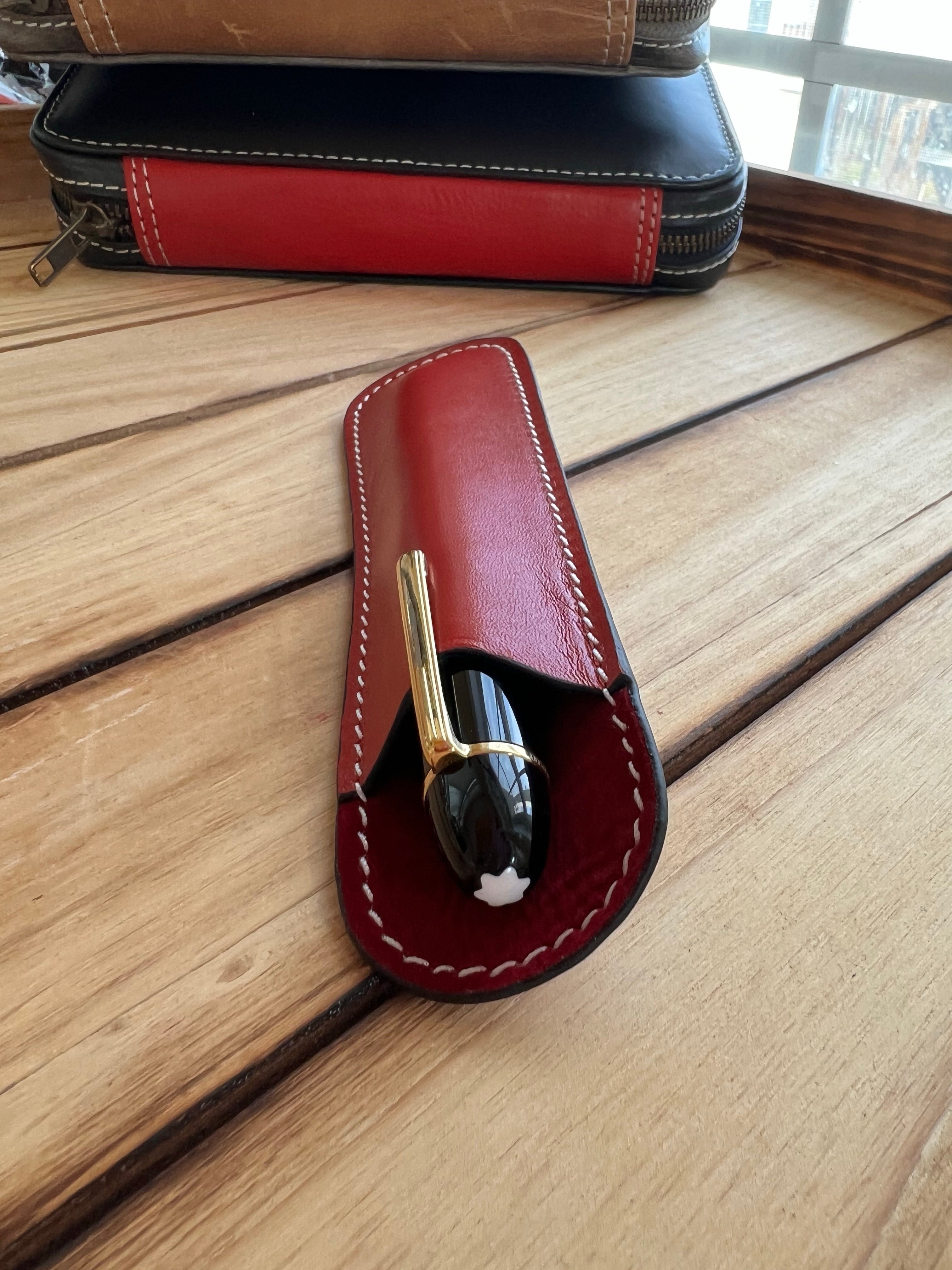 Pen Boutique Yak Leather Single Pen Sleeve - Red - Pen Boutique Ltd