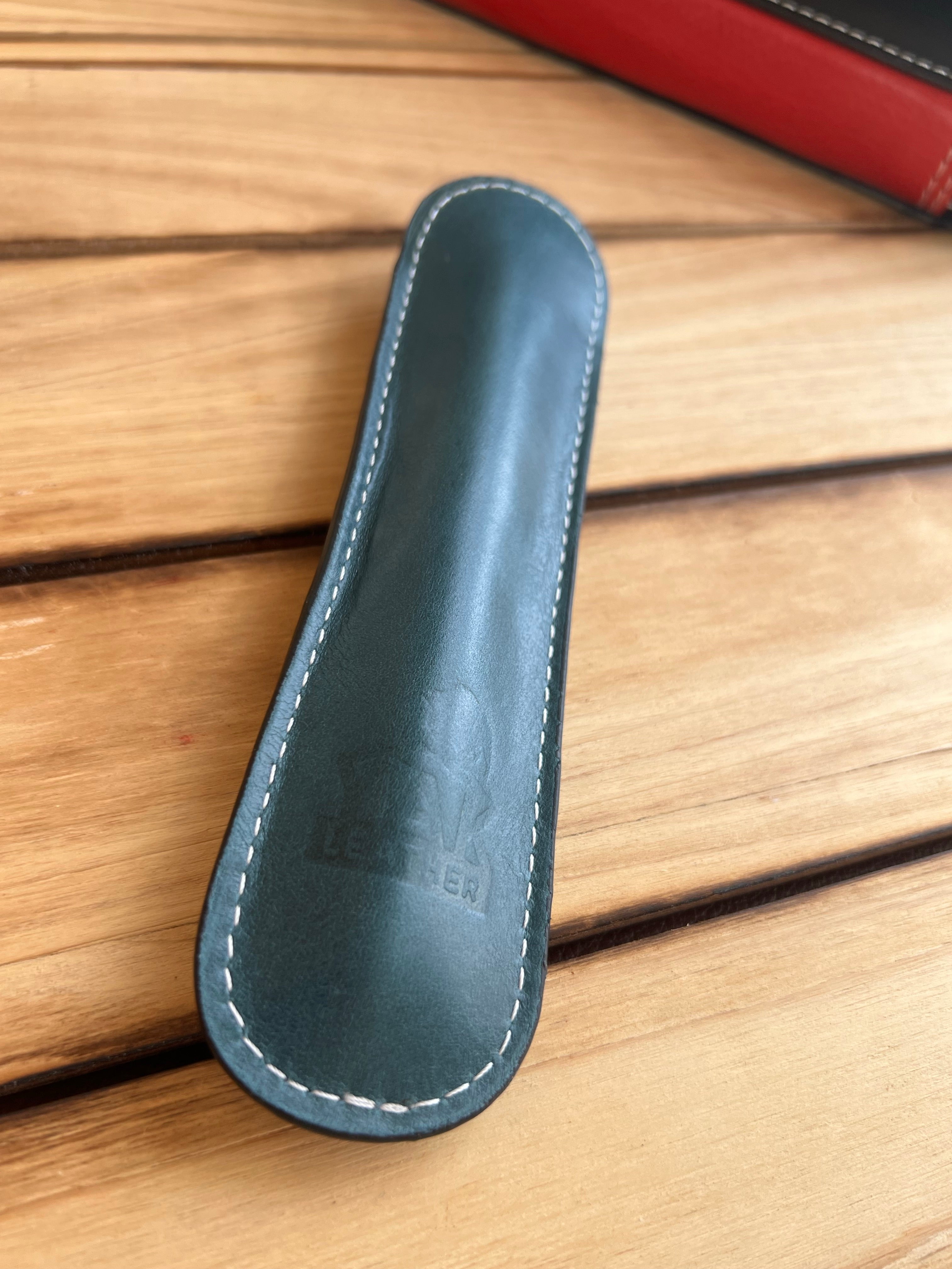 Pen Boutique Yak Leather Single Pen Sleeve - Dark Teal - Pen Boutique Ltd