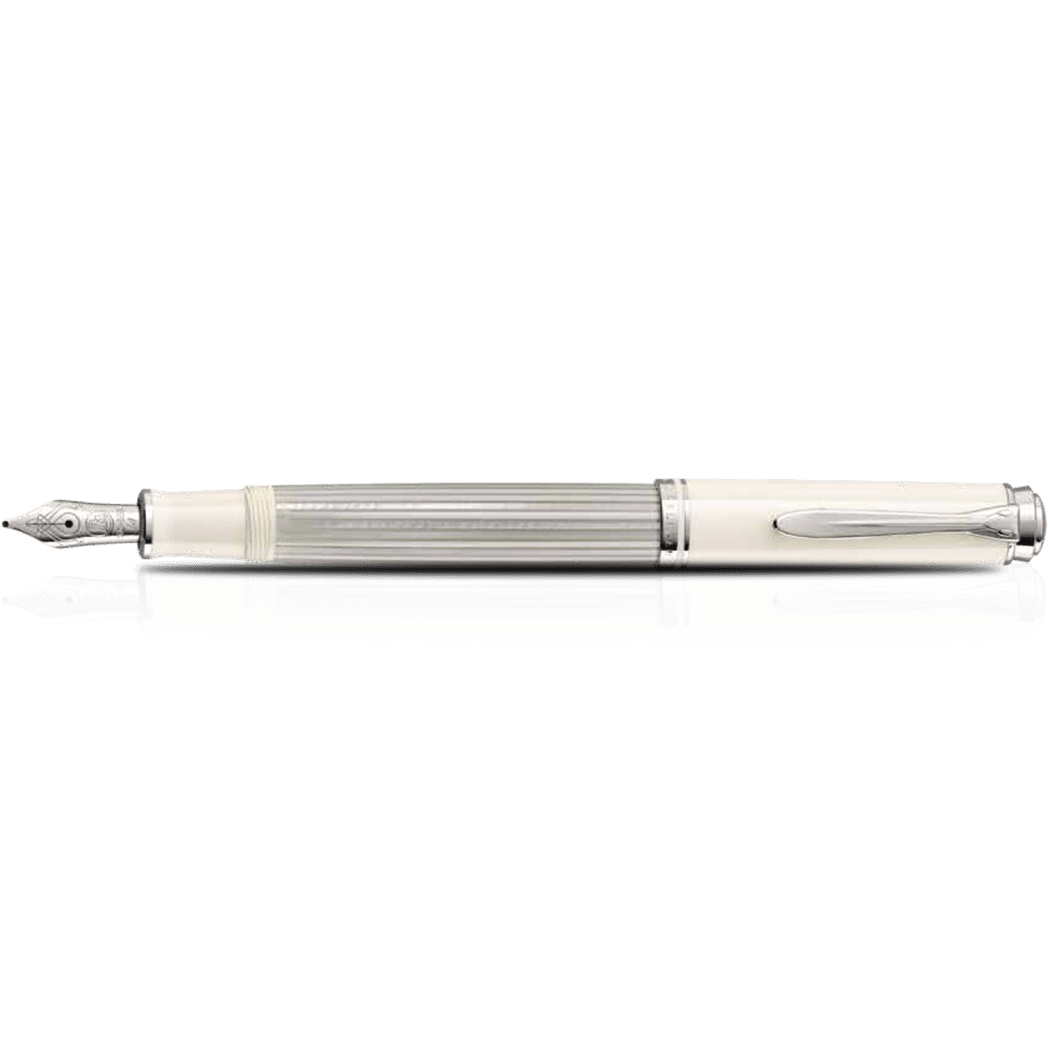 Pelikan Souveran Fountain Pen - M405 Silver - White - Pen Boutique Ltd