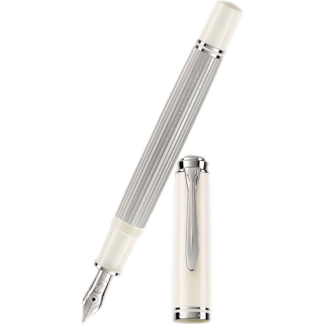 Pelikan Souveran Fountain Pen - M405 Silver - White - Pen Boutique Ltd