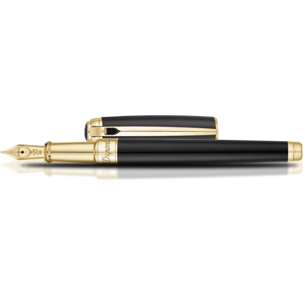 S T Dupont Line D Fountain Pen - Gold - Black - Pen Boutique Ltd