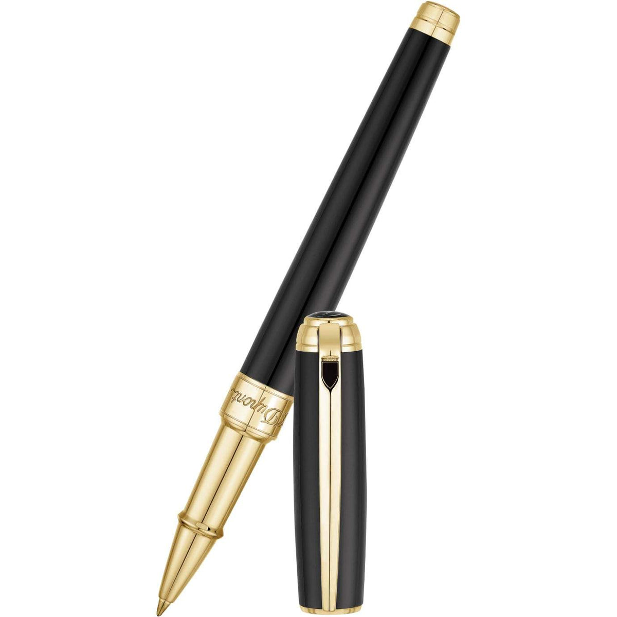 S T Dupont Line D Rollerball Pen - Gold - Black - Pen Boutique Ltd