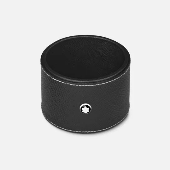 Montblanc Round Desk Tray - Leather - Black - Medium - Pen Boutique Ltd