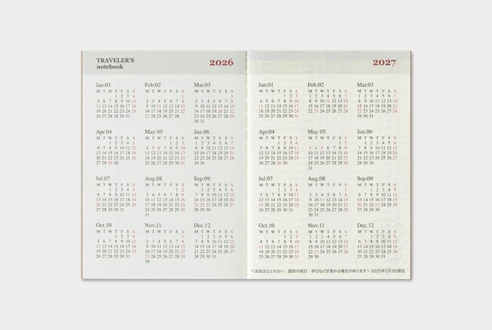 Traveler's Notebook - 2026 Weekly (Passport Size) - Pen Boutique Ltd