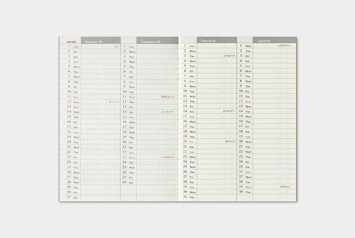 Traveler's Notebook - 2026 Weekly (Passport Size) - Pen Boutique Ltd