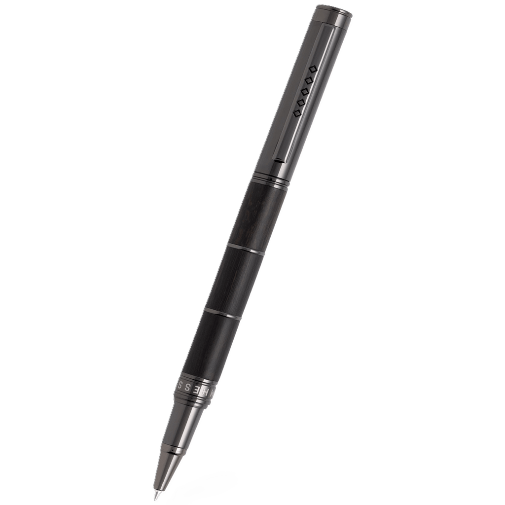 Tom Hessin Revolution Charcoal Rollerball Pen - Wooden Barrel & Gunmetal Trim - Pen Boutique Ltd