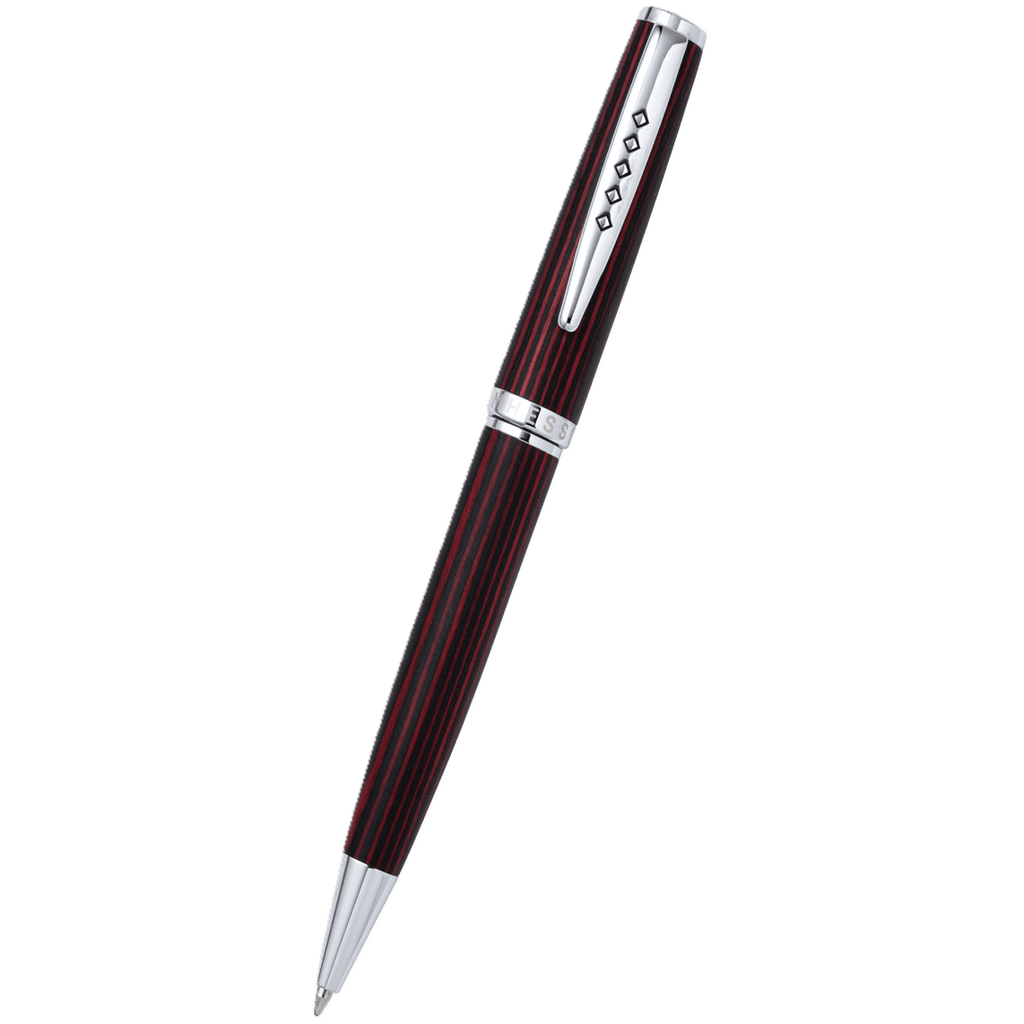 Tom Hessin Edinburgh “Forth Bridge Red” Ballpoint Pen – Wooden Barrel with Chrome Trim - Pen Boutique Ltd