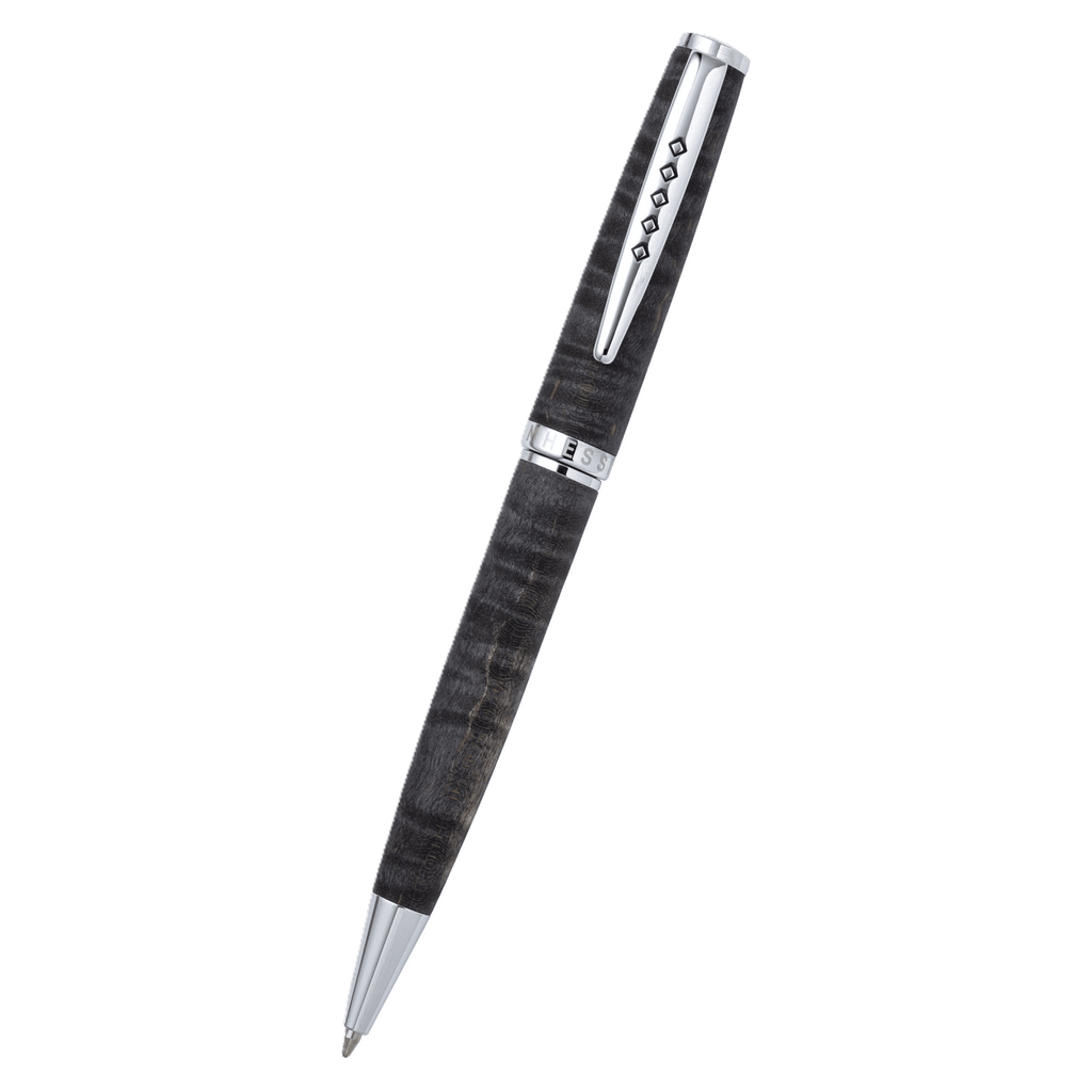 Tom Hessin Edinburgh "Stockbridge Stone" Ballpoint Pen - Wooden Barrel, Chrome Trim - Pen Boutique Ltd