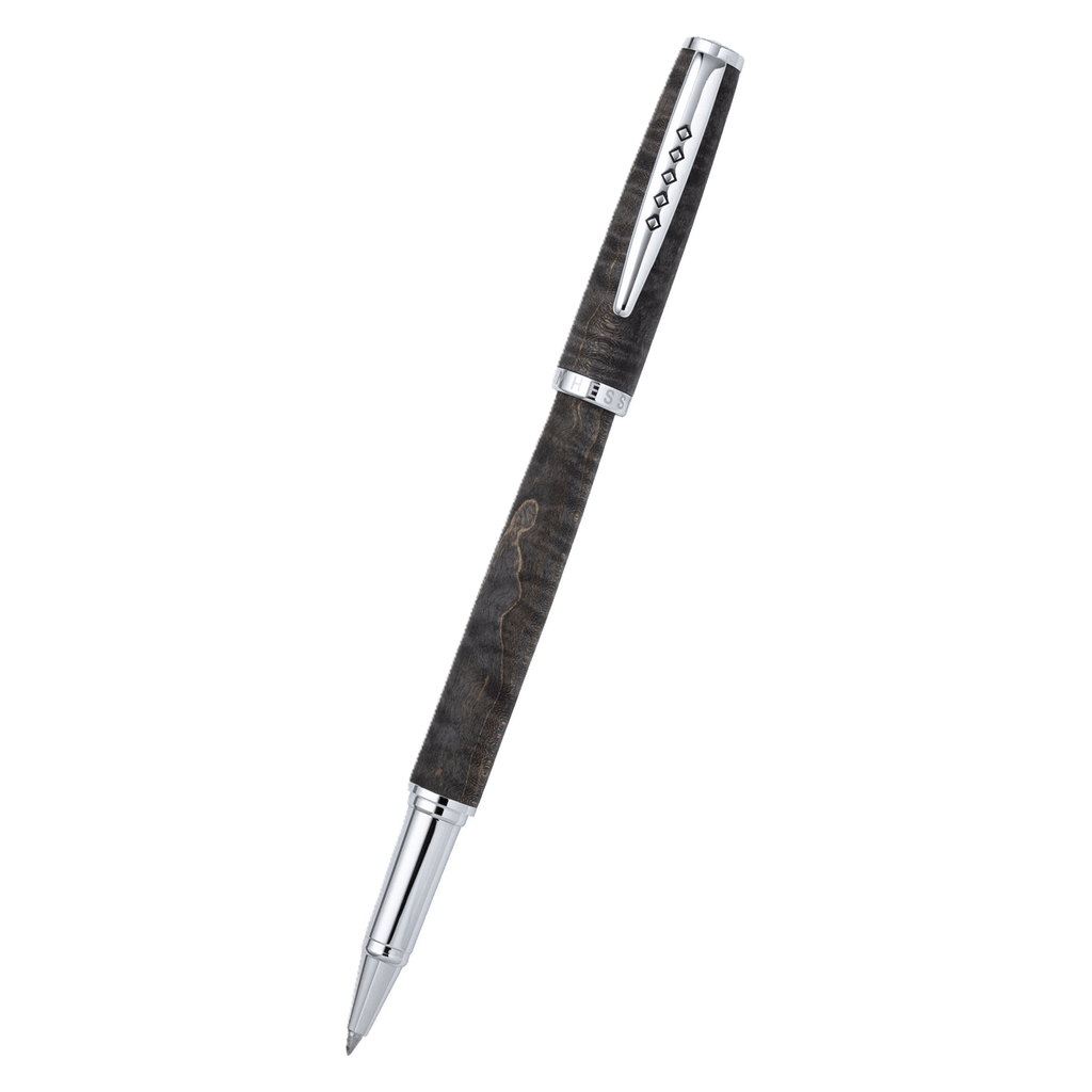 Tom Hessin Edinburgh "Stockbridge Stone" Rollerball Pen - Wooden Barrel, Chrome Trim - Pen Boutique Ltd