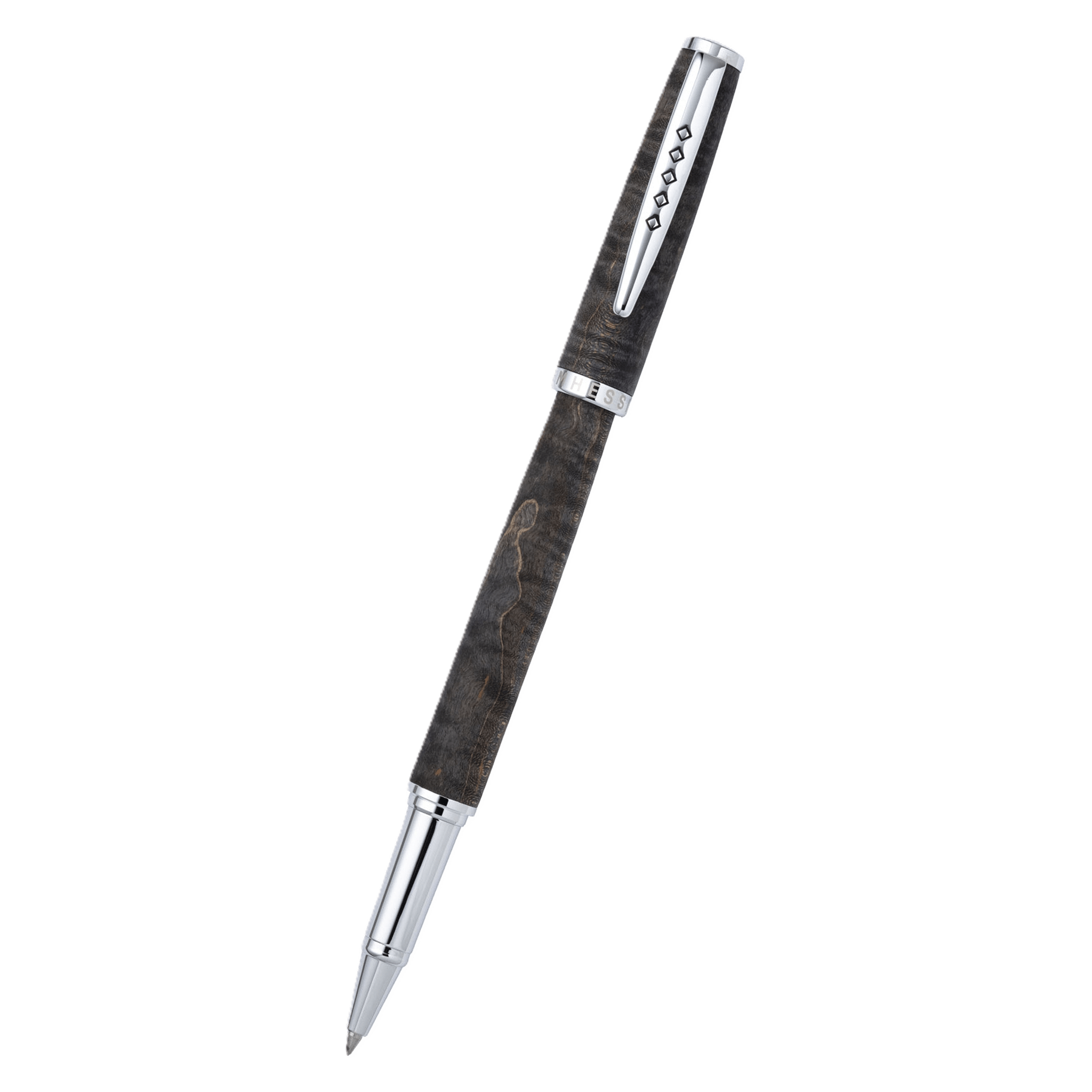 Tom Hessin Edinburgh "Stockbridge Stone" Rollerball Pen - Wooden Barrel, Chrome Trim - Pen Boutique Ltd