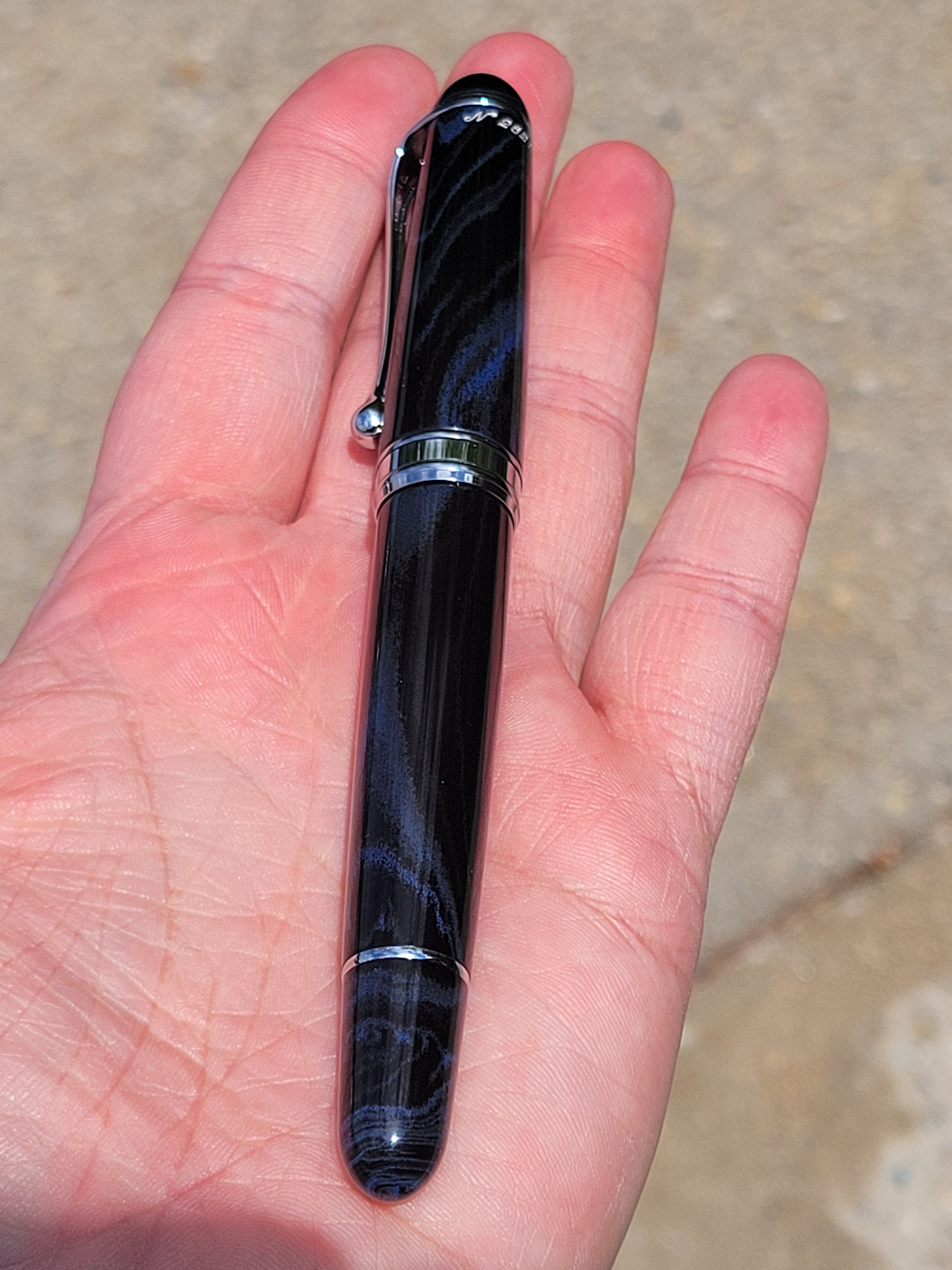 Aurora 888 Fountain Pen - Blue Ebonite - Chrome Trim - 18K Nib (Limited Edition) - Pen Boutique Ltd