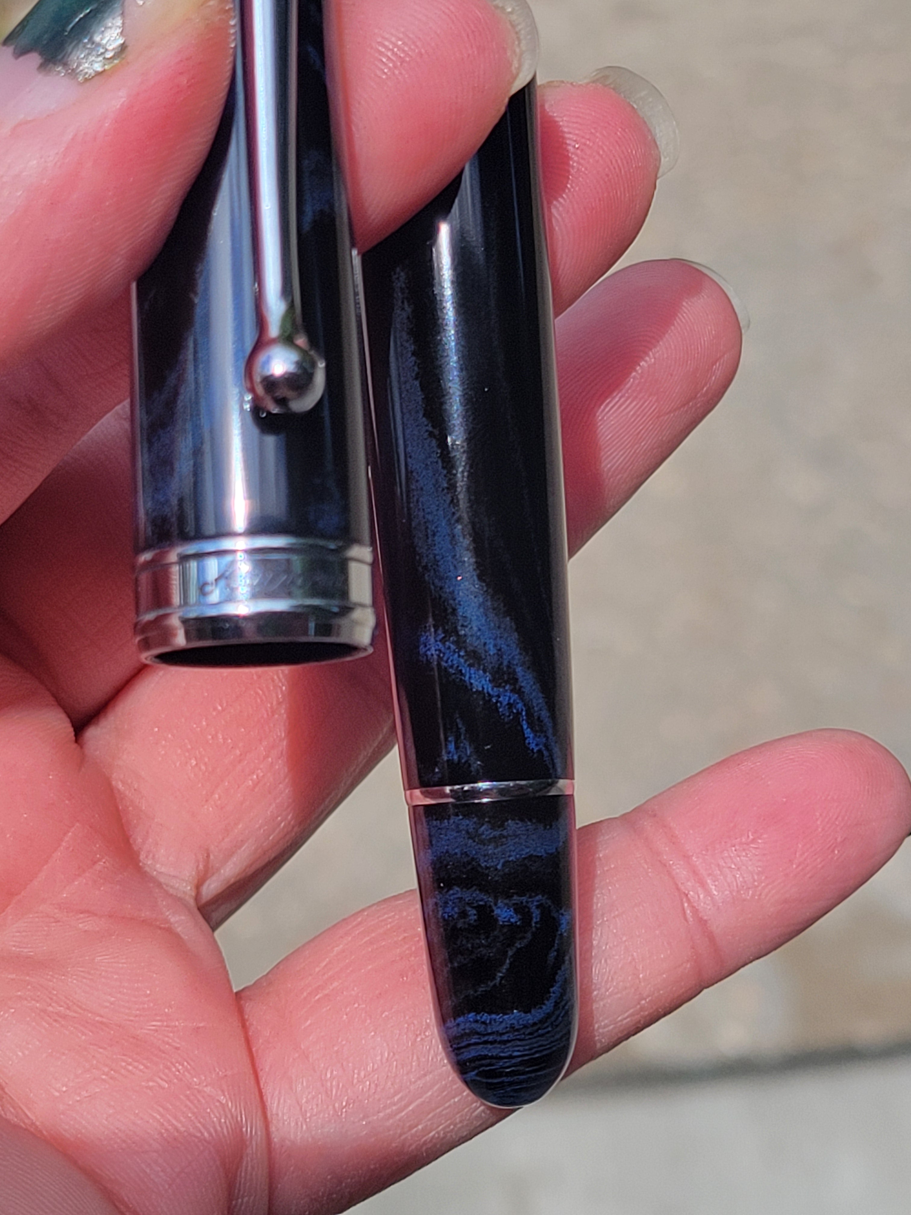 Aurora 888 Fountain Pen - Blue Ebonite - Chrome Trim - 18K Nib (Limited Edition) - Pen Boutique Ltd